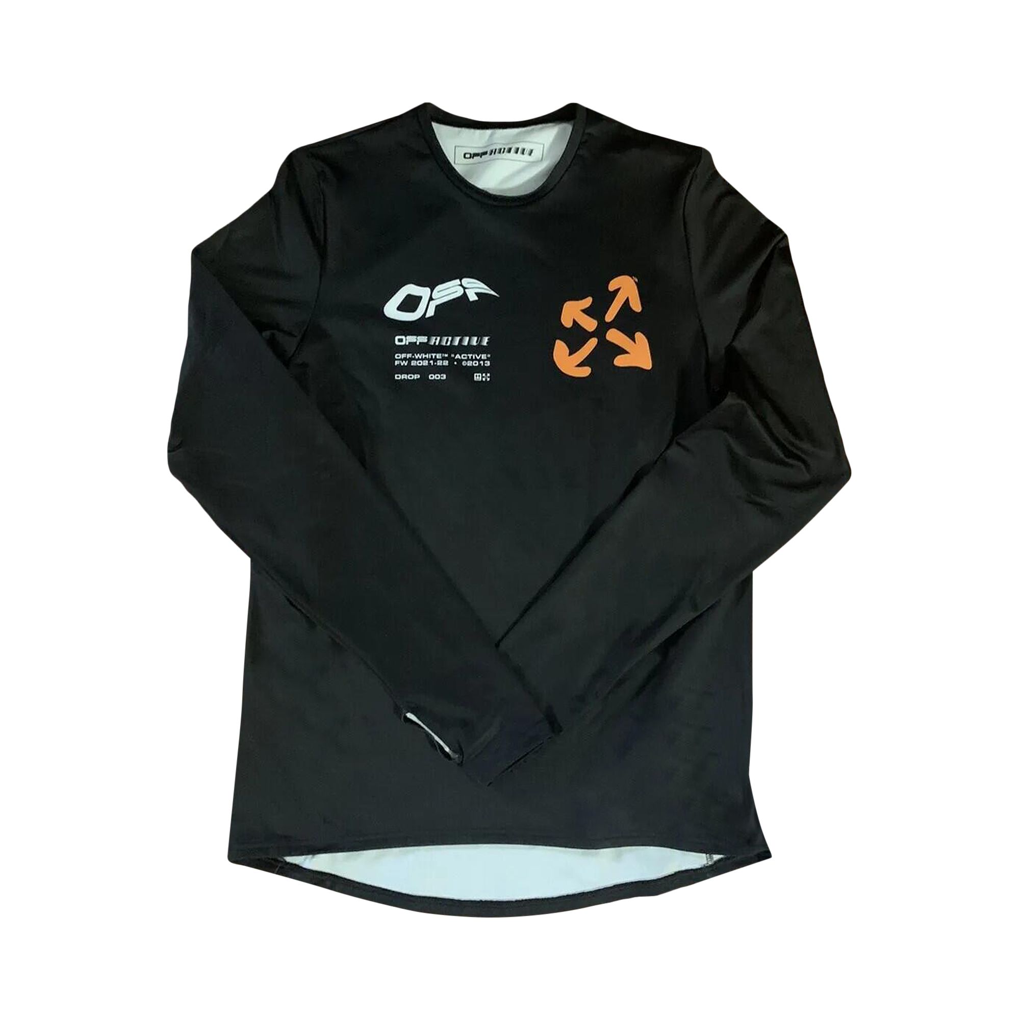 Pre-owned Off-white Active Long-sleeve Thumb Loop T-shirt 'black/orange' | Men's Size M