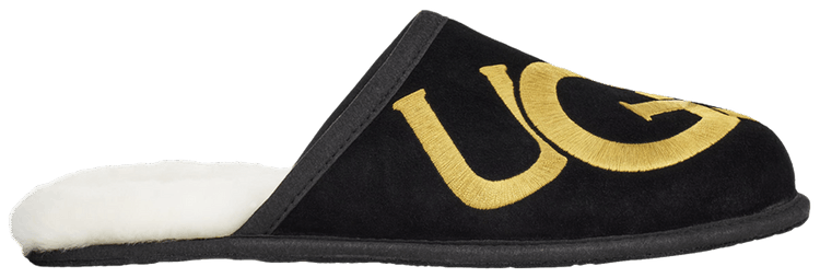 UGG Scuff Slipper Logo   Black Gold