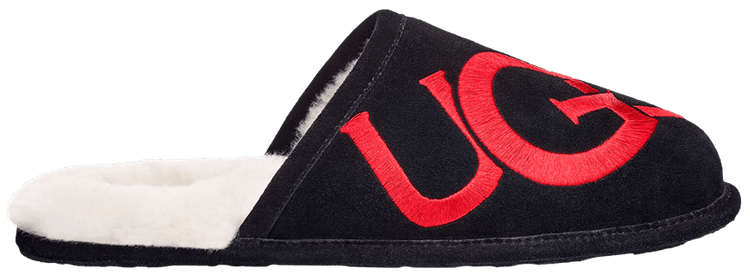UGG Scuff Slipper Logo   Black Red