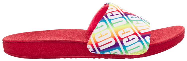 UGG Beach Slide Kids Repeat Graphic   Rainbow