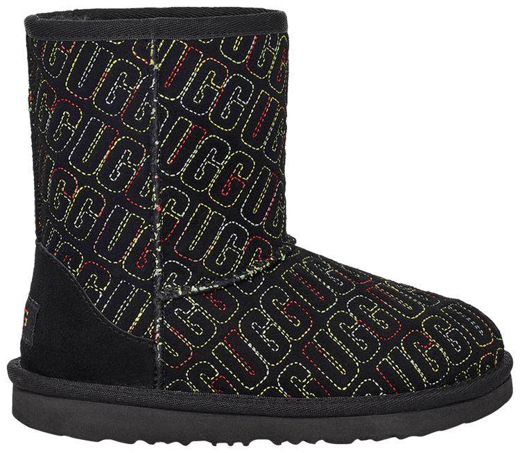 UGG Classic II Boot Kids Graphic Stitch   Black