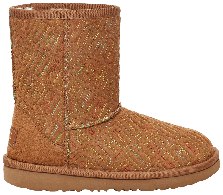 UGG Classic II Boot Kids Graphic Stitch   Chestnut