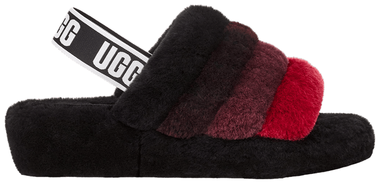 UGG Wmns Fluff Yeah Slide Black Red Gradient