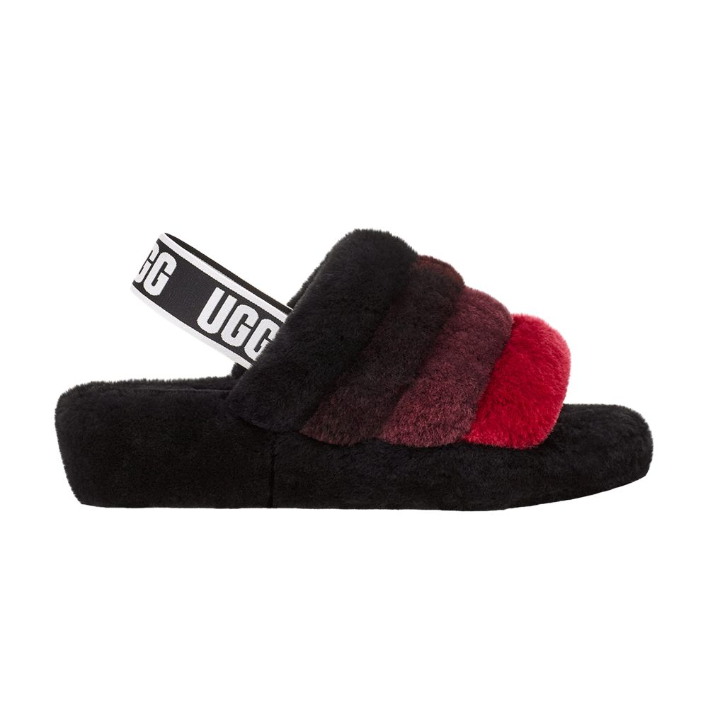 Pre-owned Ugg Wmns Fluff Yeah Slide 'black Red Gradient' | Women's Size 5