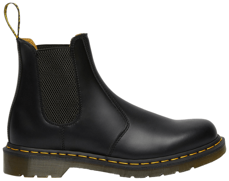 Dr Martens 2976 Yellow Stitch Smooth Leather Chelsea Boot Black