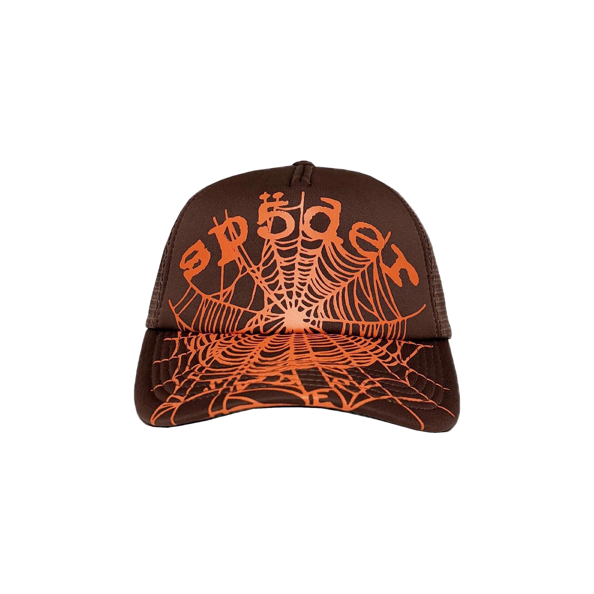Pre-owned Sp5der Og Web V2 Trucker Hat 'brown' | Men's Size Onesize