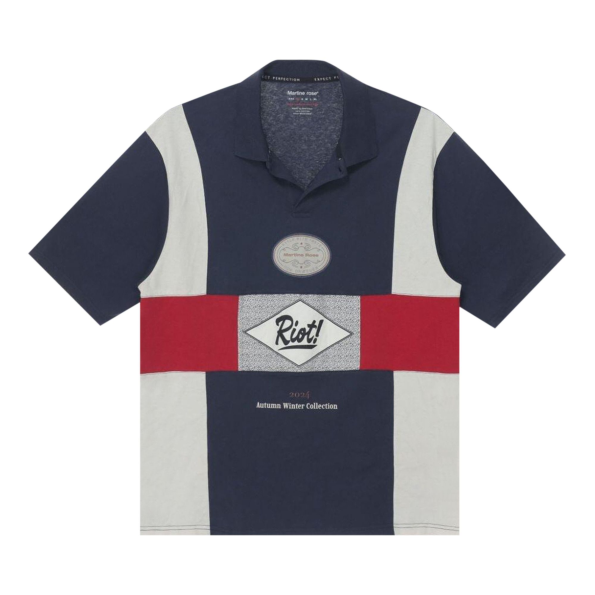Pre-owned Martine Rose Oversized Panelled Polo 'navy Blue' | Men's Size M
