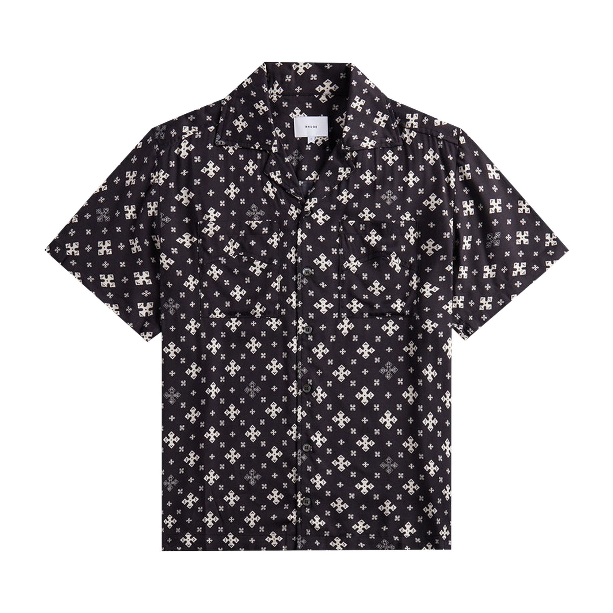 Pre-owned Rhude Cross Bandana Rayon Shirt 'black/white' | Men's Size Xxl