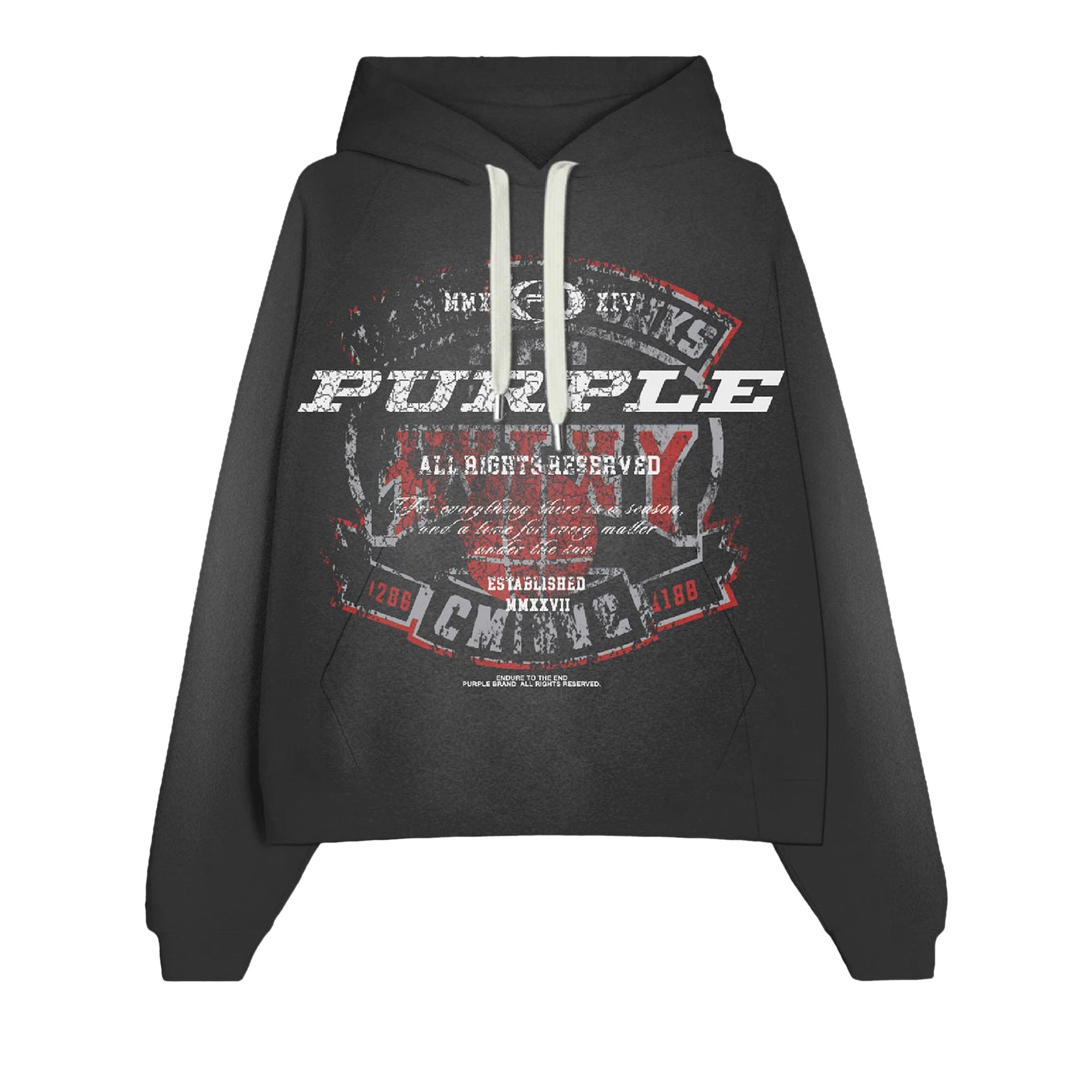 Pre-owned Purple Brand Fleece Pullover Hoodie 'black' | Men's Size Xl