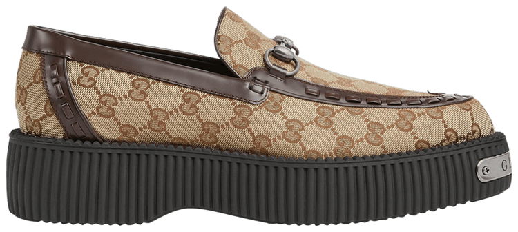 Gucci Horsebit Creeper Loafer GG Canvas   Beige Ebony