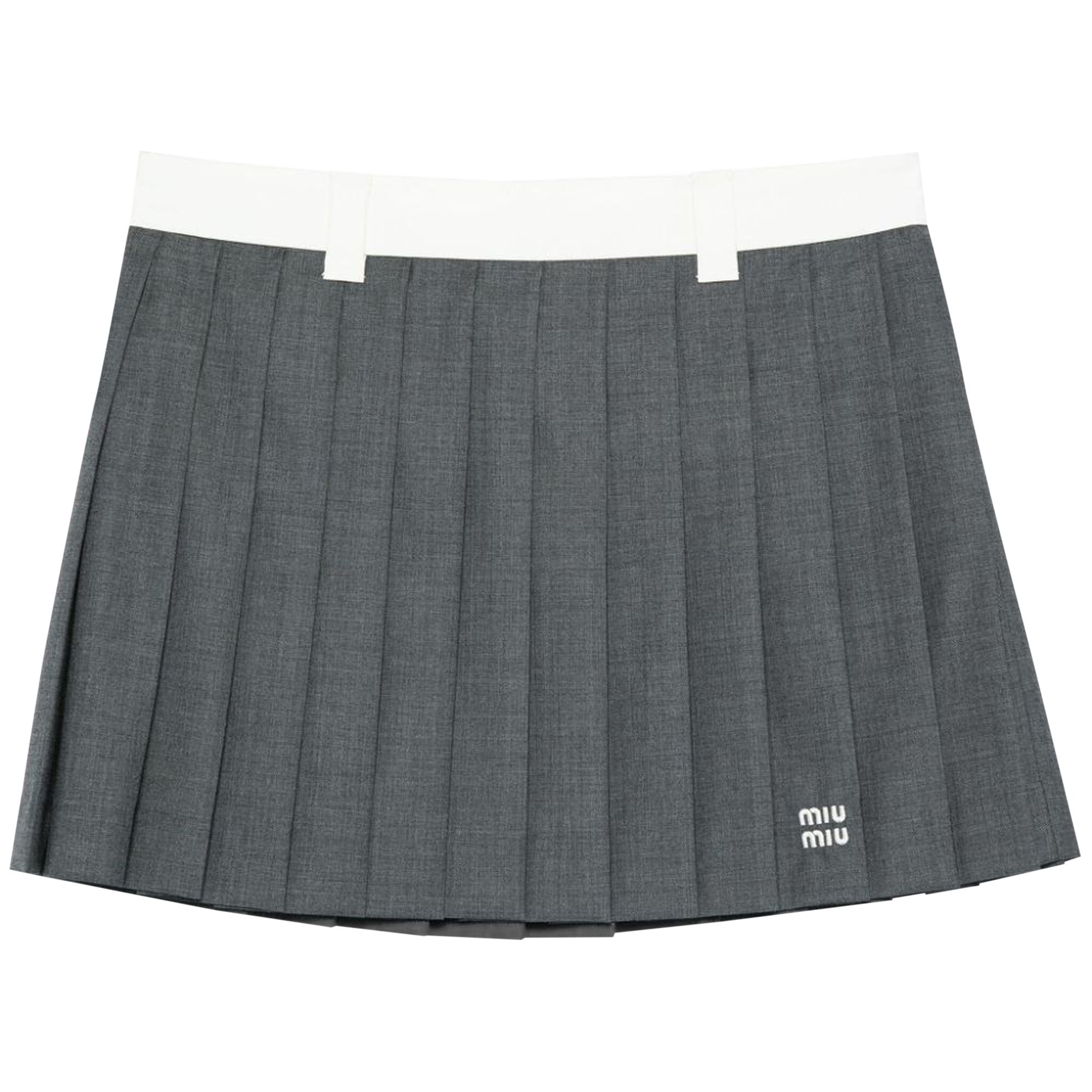 Pre-owned Miu Miu Pleated Mini Skirt 'grey' | Women's Size 36