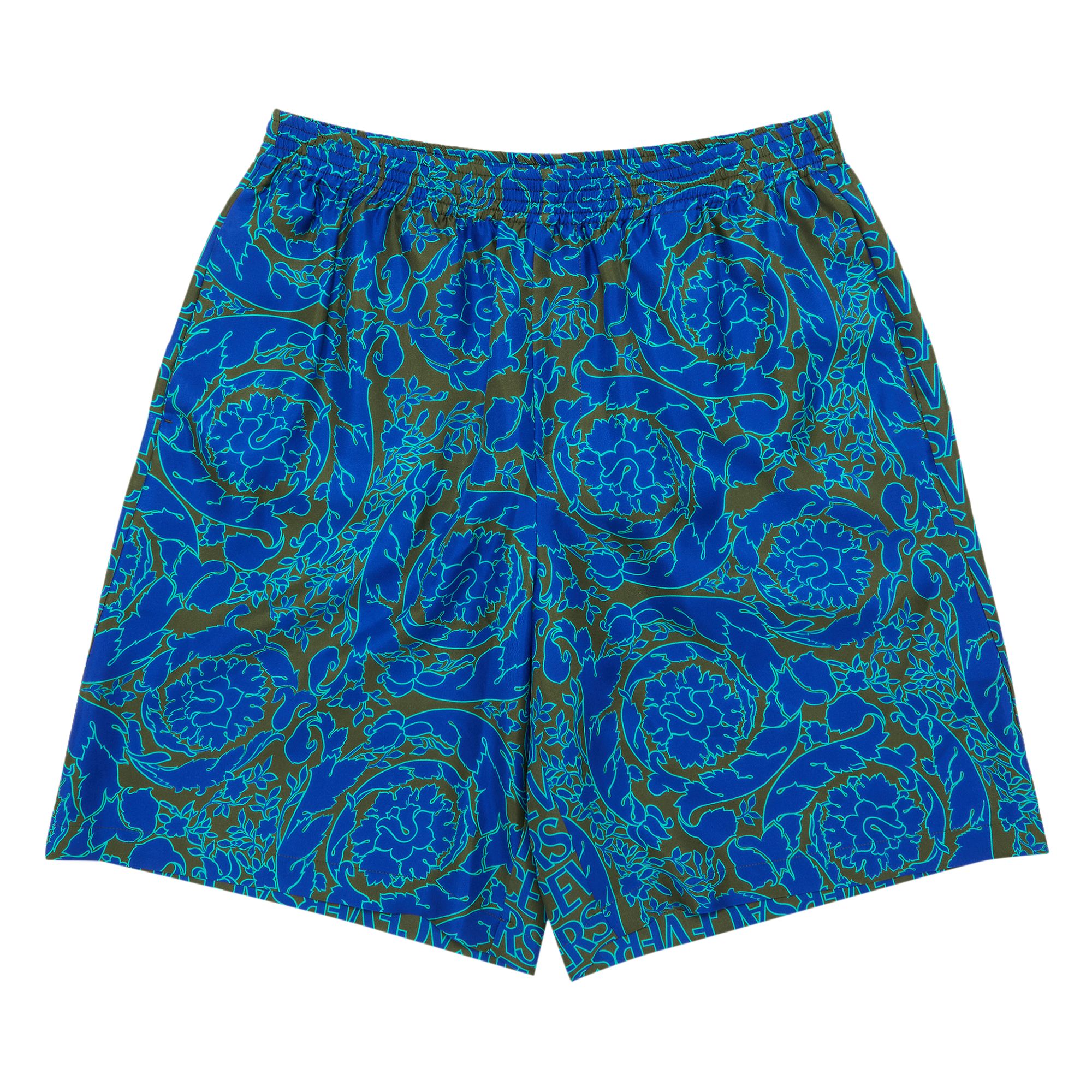 Pre-owned Versace Baroque Print Silk Shorts 'khaki/blue' | Cream | Men's Size 54