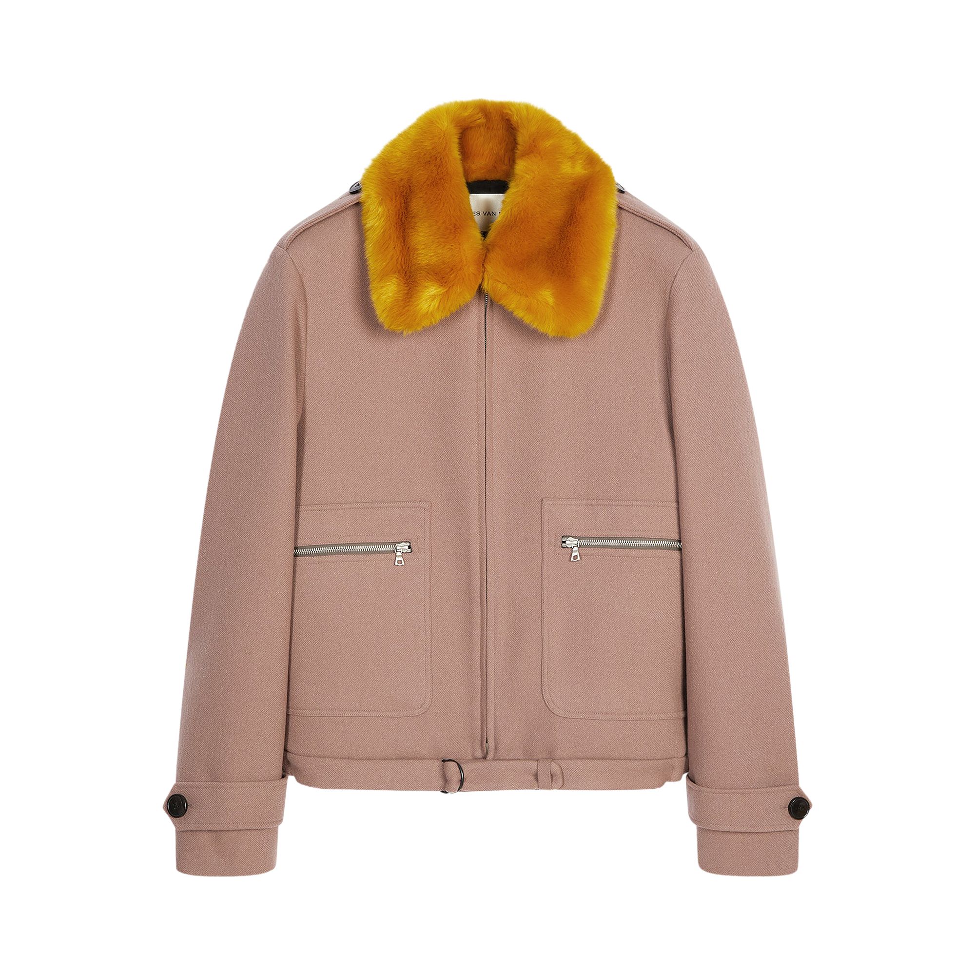 Pre-owned Dries Van Noten Faux Fur Collar Wool Bomber Jacket 'old Rose' | Brown | Men's Size M