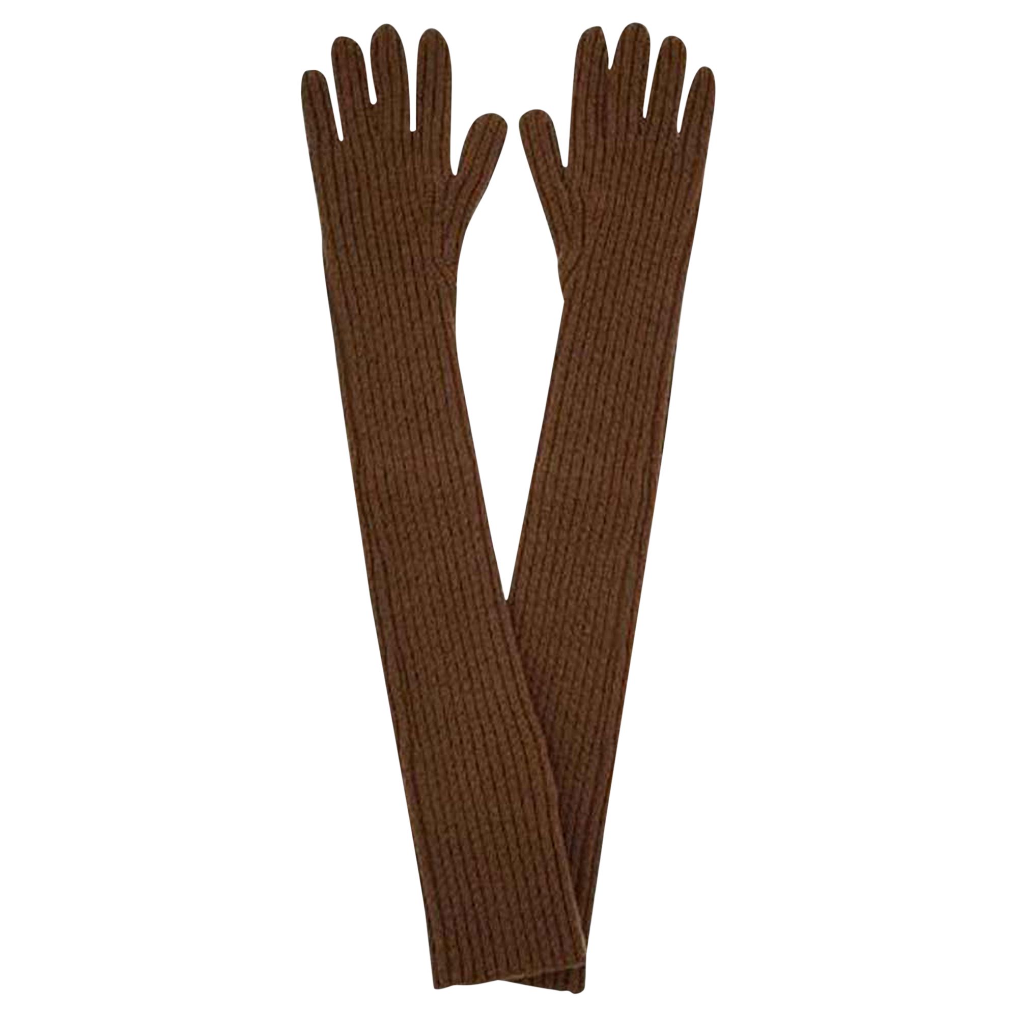 Pre-owned Dries Van Noten Long Wool Gloves 'brown' | Men's Size Onesize