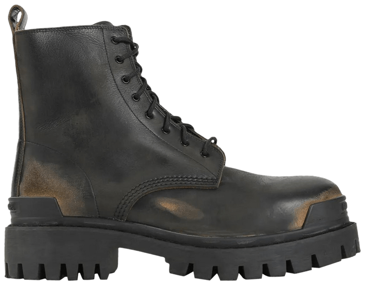 Balenciaga Strike Boot Worn Out   Black Brown