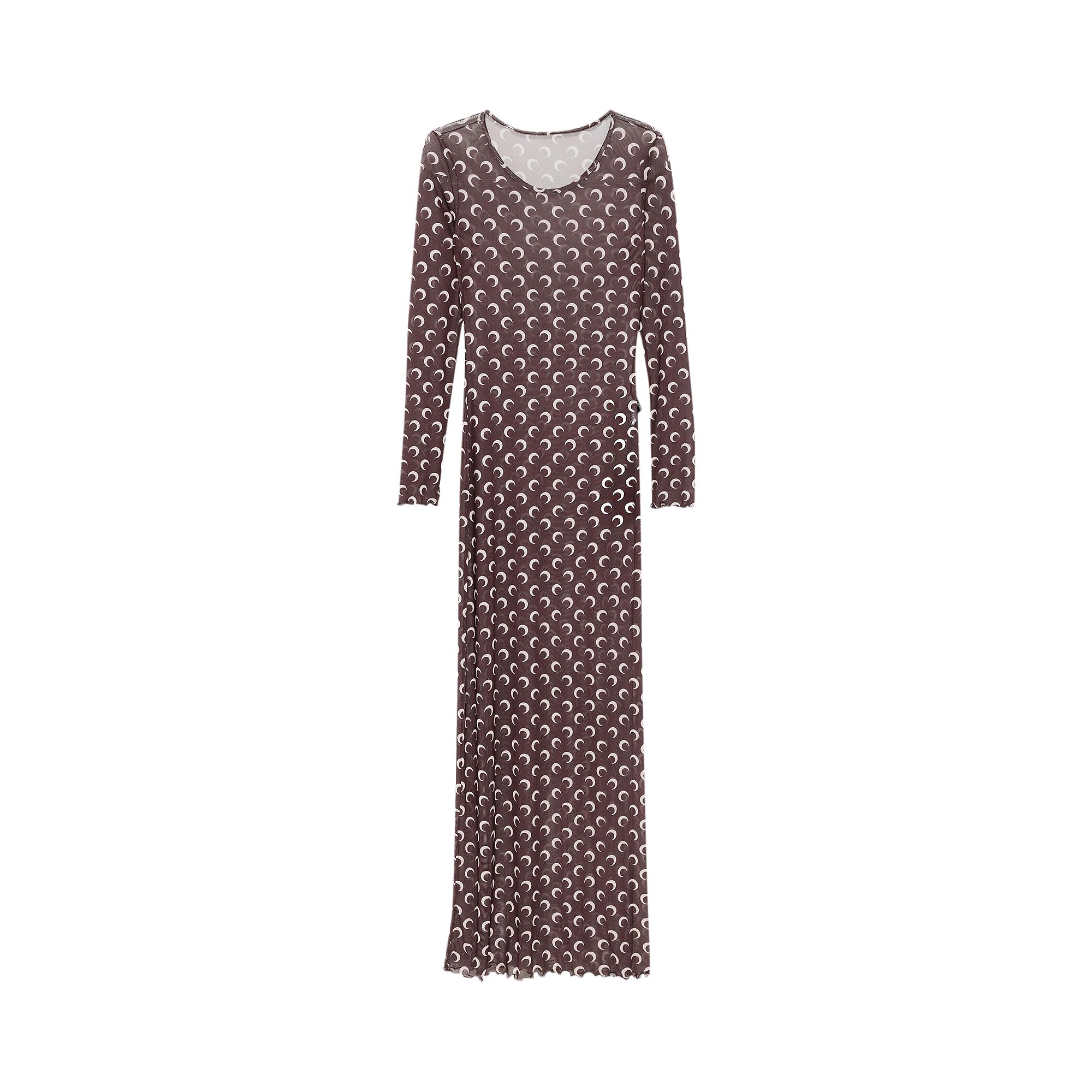 Pre-owned Marine Serre Recycled Moon Mesh Long Dress 'brown'