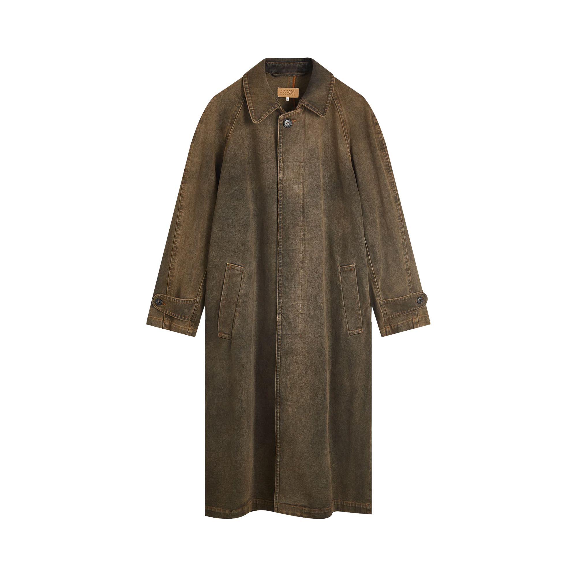 Pre-owned Mm6 Maison Margiela Denim Trench Coat 'brown' | Men's Size 52