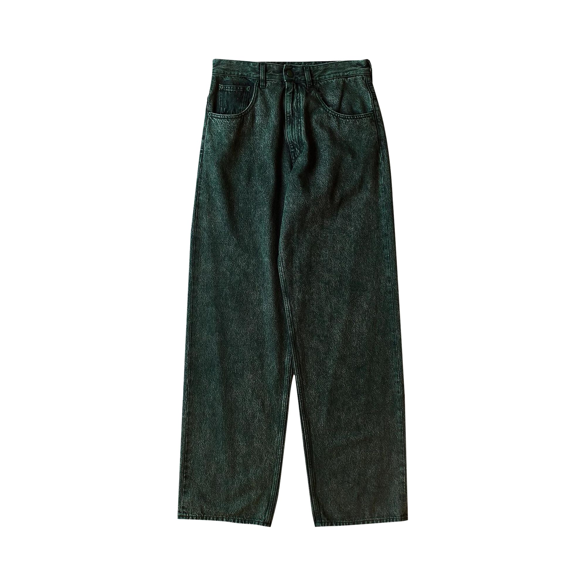 Pre-owned Mm6 Maison Margiela Logo Patch Straight Leg Jeans 'green' | Men's Size 30