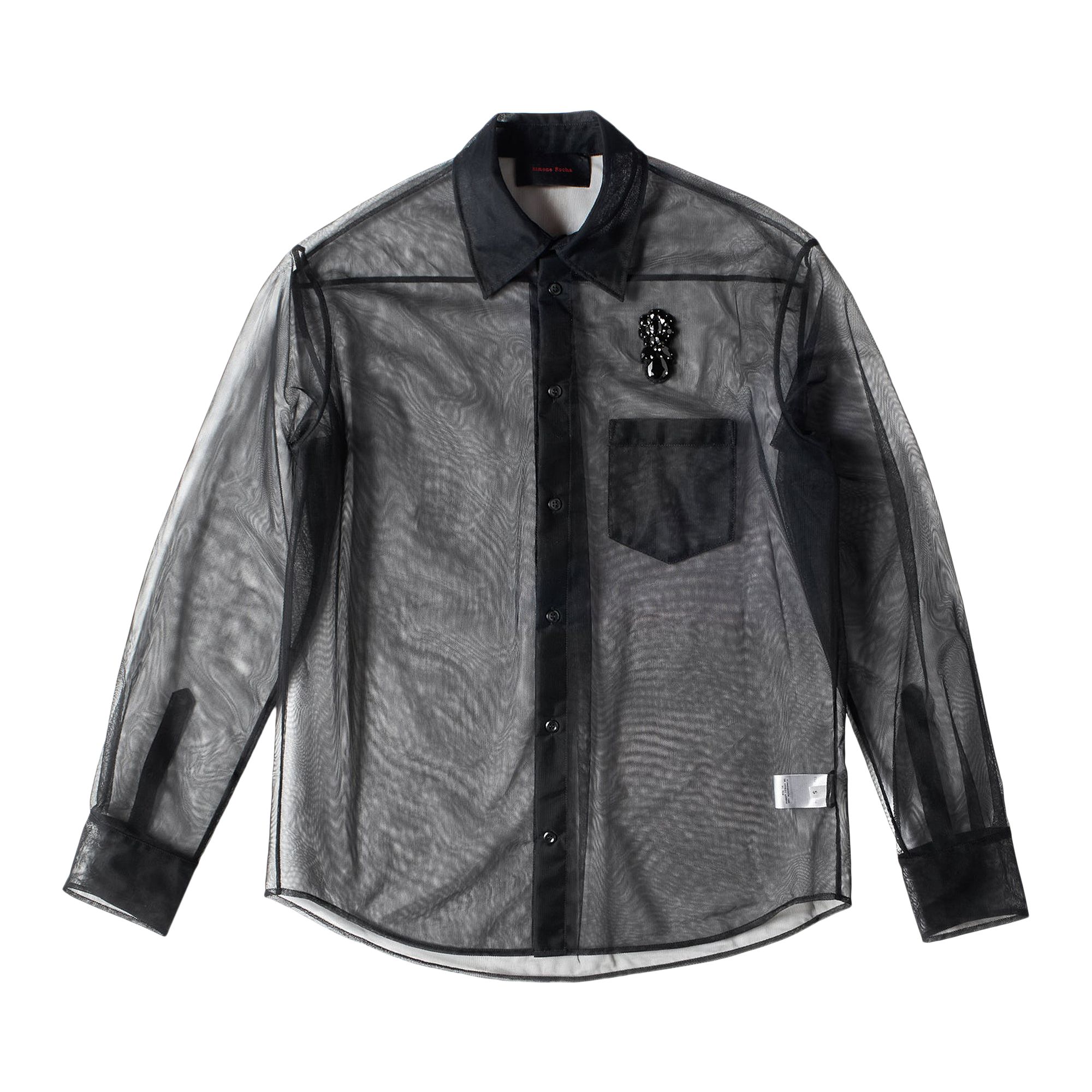 Pre-owned Simone Rocha Sheer Classic Fit Shirt 'black' | Men's Size Xl