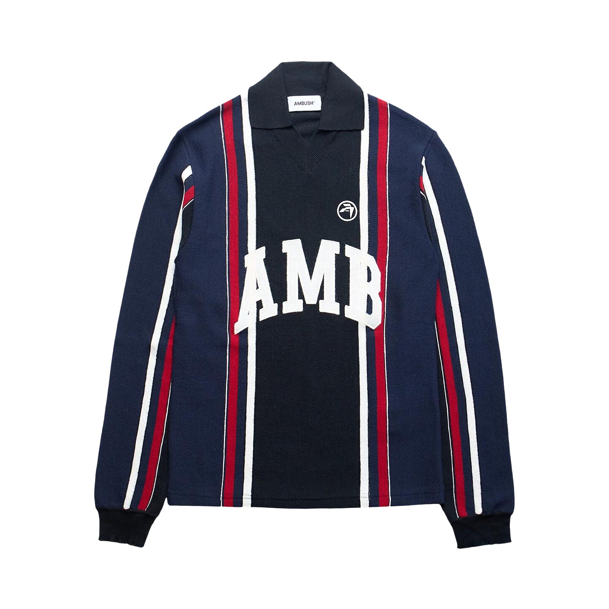 Pre-owned Ambush Long-sleeve Embroidered Polo 'blue' | Men's Size M