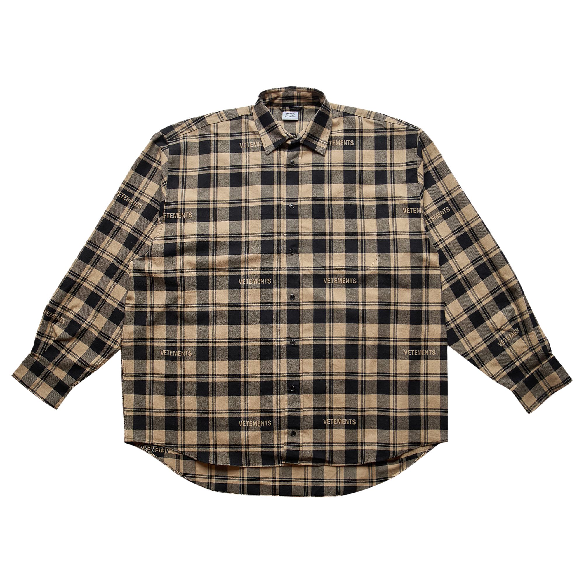 Pre-owned Vetements Logo Jacquard Plaid Shirt 'beige' | Tan | Men's Size M