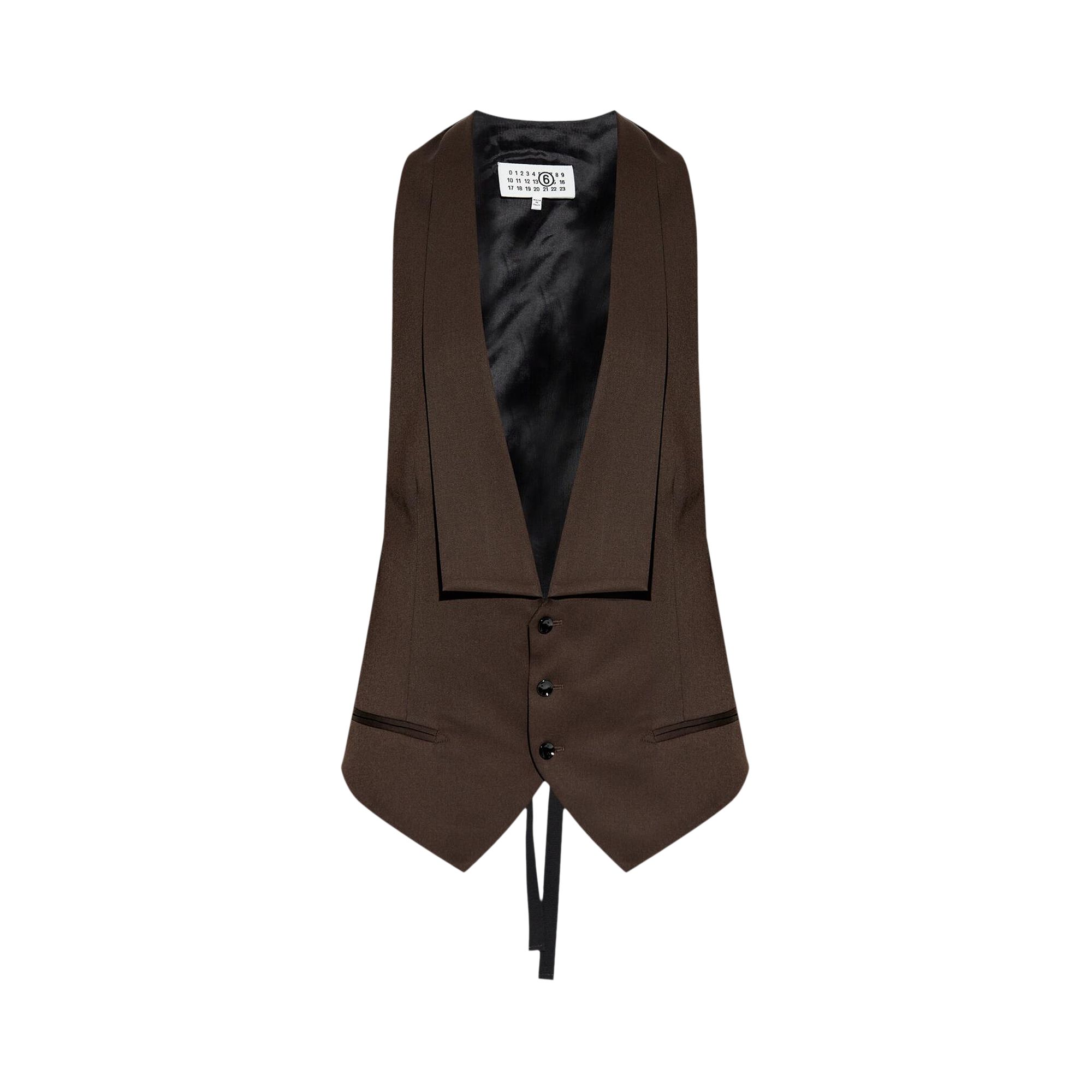 Pre-owned Mm6 Maison Margiela Panelled Belted Waistcoat 'brown' | Women's Size 40