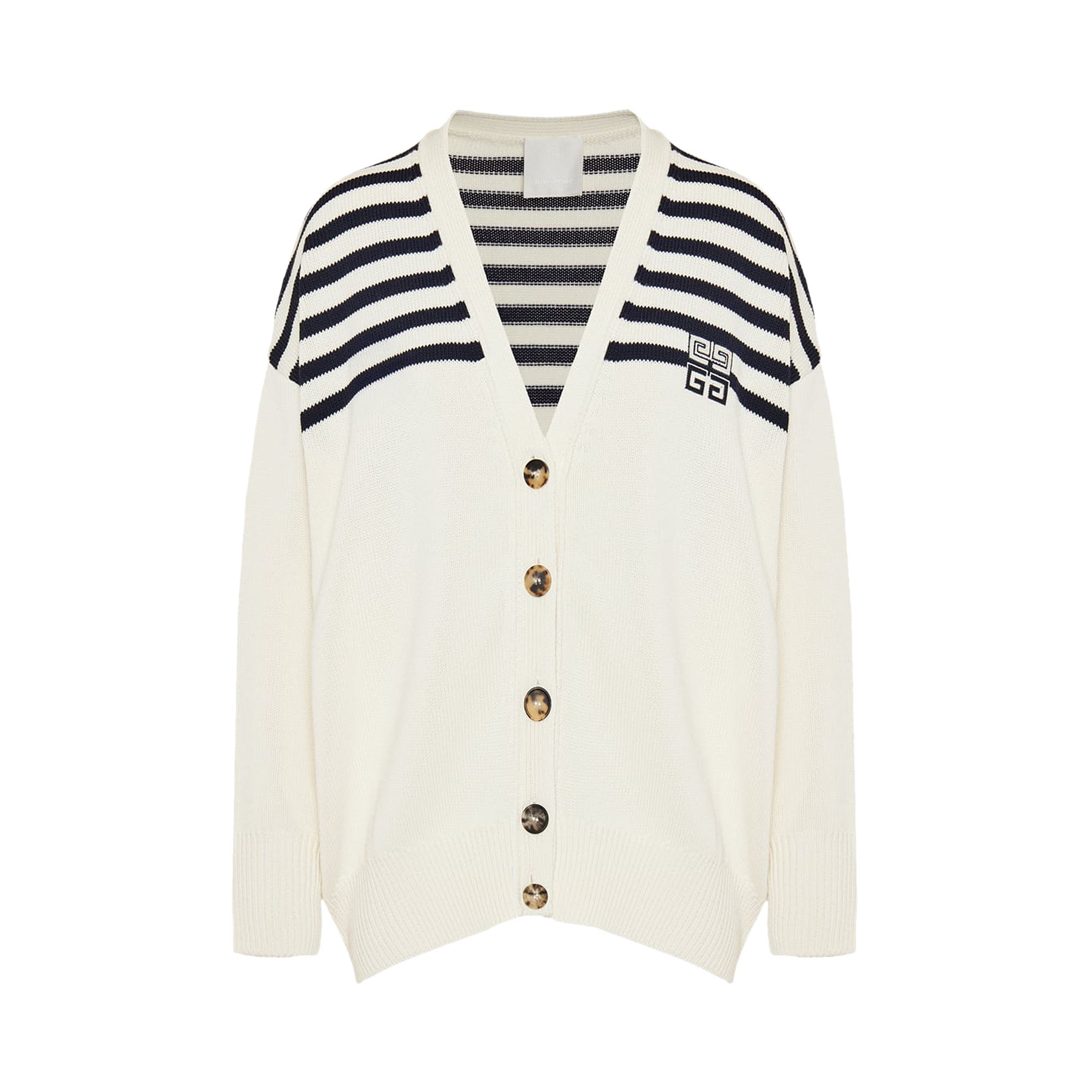 Pre-owned Givenchy V-neck Cardigan 'white/navy'