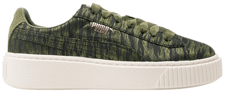 Puma Wmns Basket Platform Velvet Rope   Olive Night