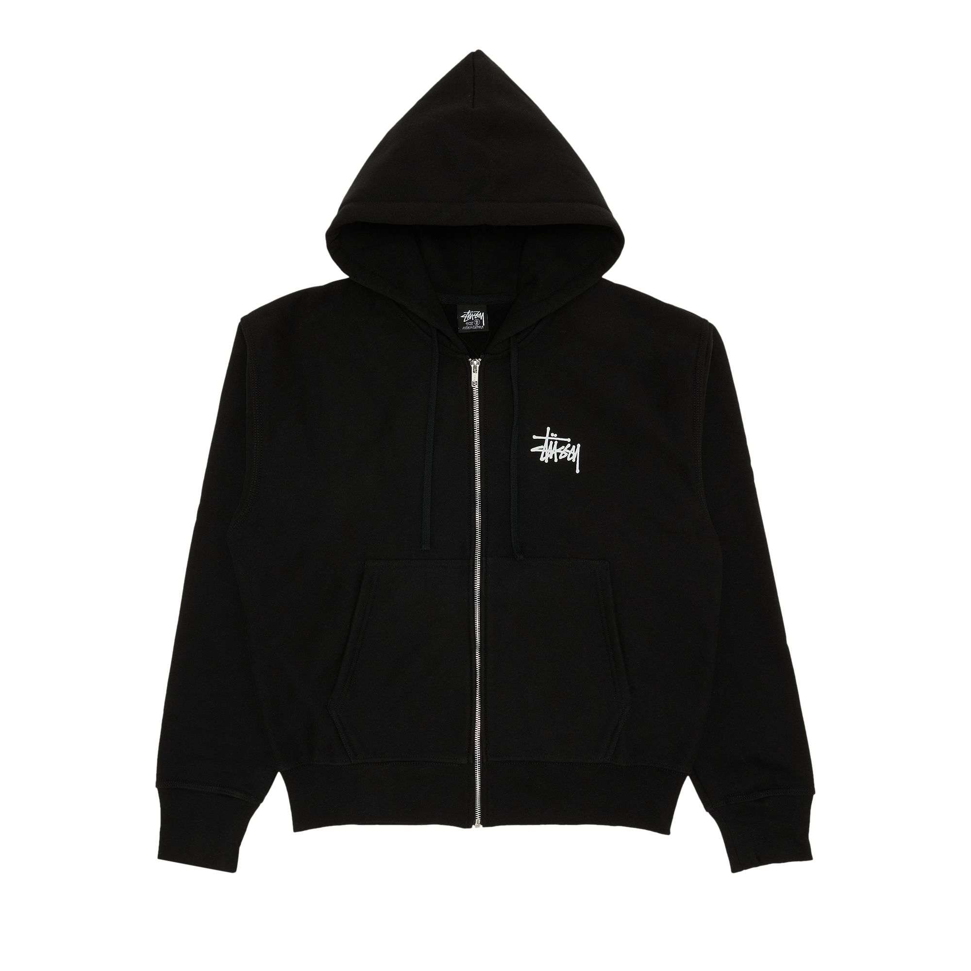 Pre-owned Stussy Basic Logo Zip Up Hoodie 'black'
