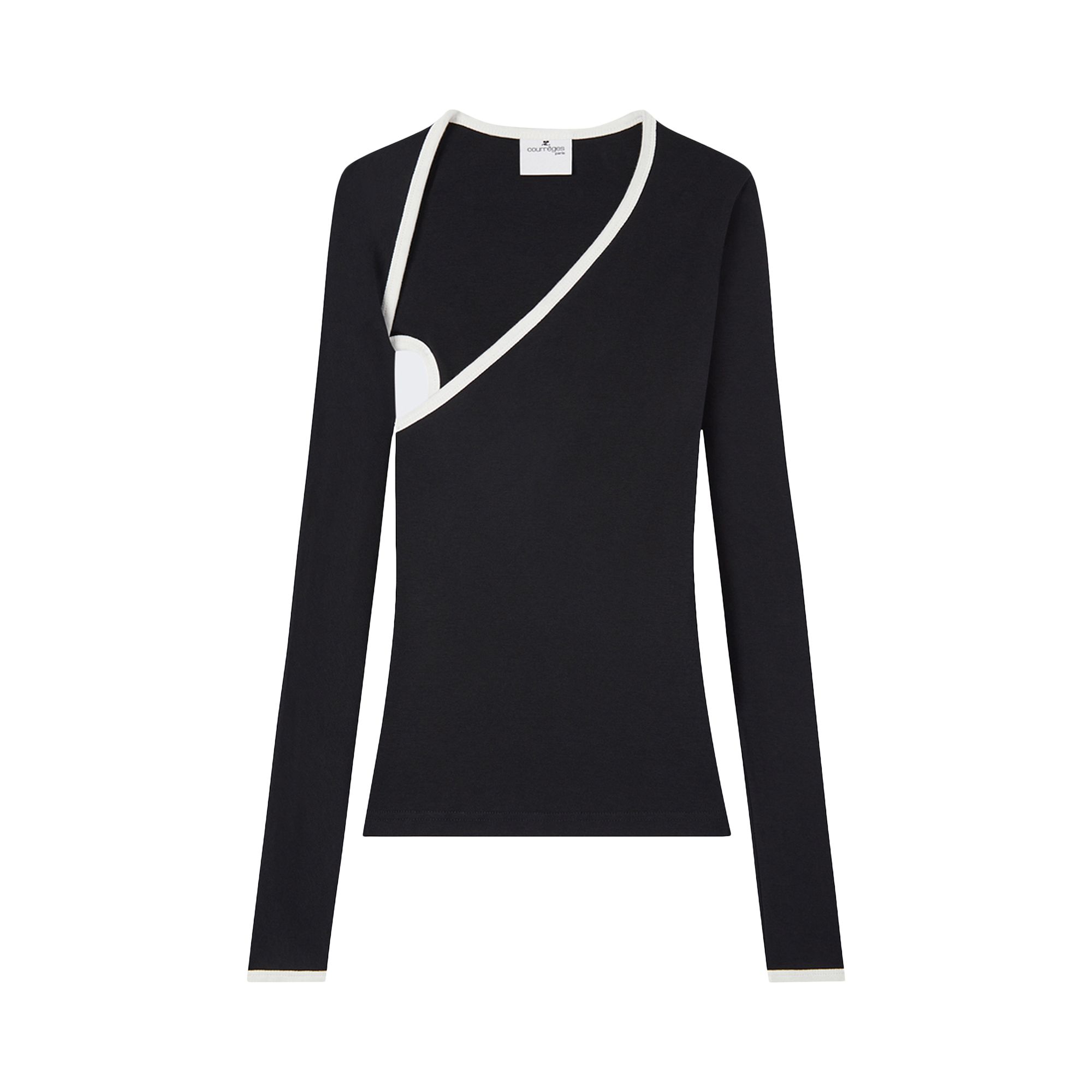 Pre-owned Courrèges Slash Contrast Top 'black/heritage White' | Women's Size M