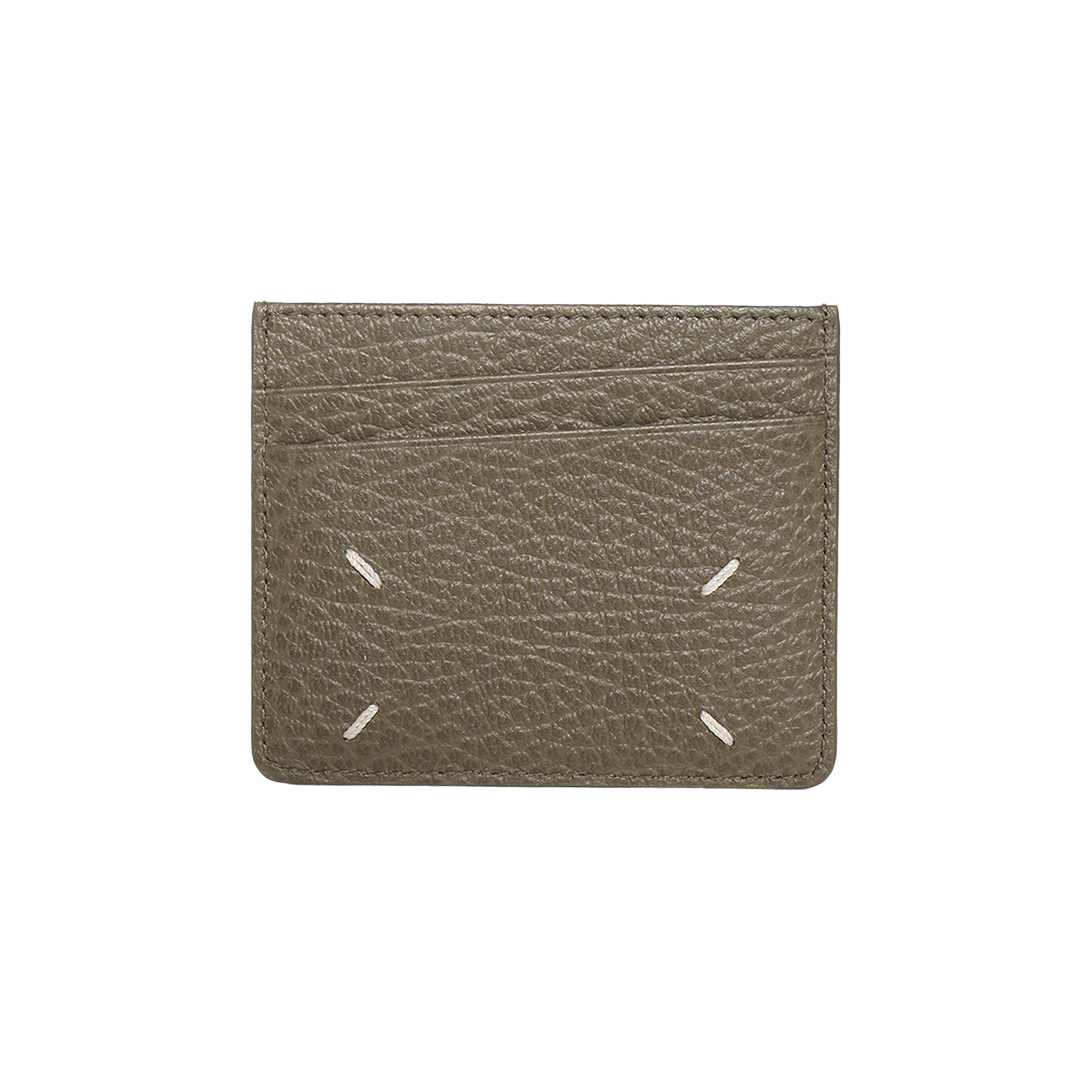 Pre-owned Maison Margiela Four Stitch Leather Card Holder 'graphite' | Green | Men's Size Onesize
