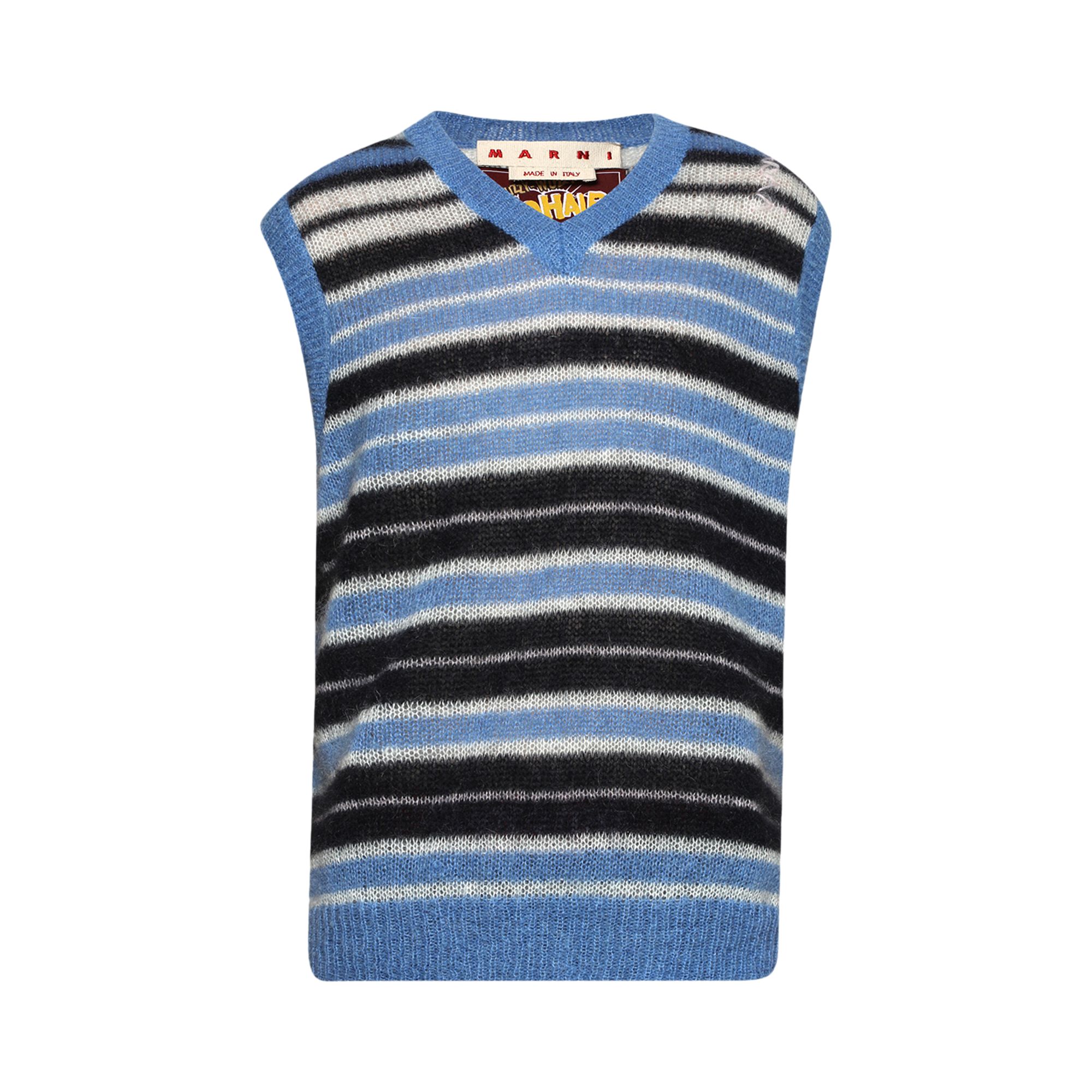 Pre-owned Marni Brushed Mohair Stripe Gilet 'blue/lilac' | Men's Size 50
