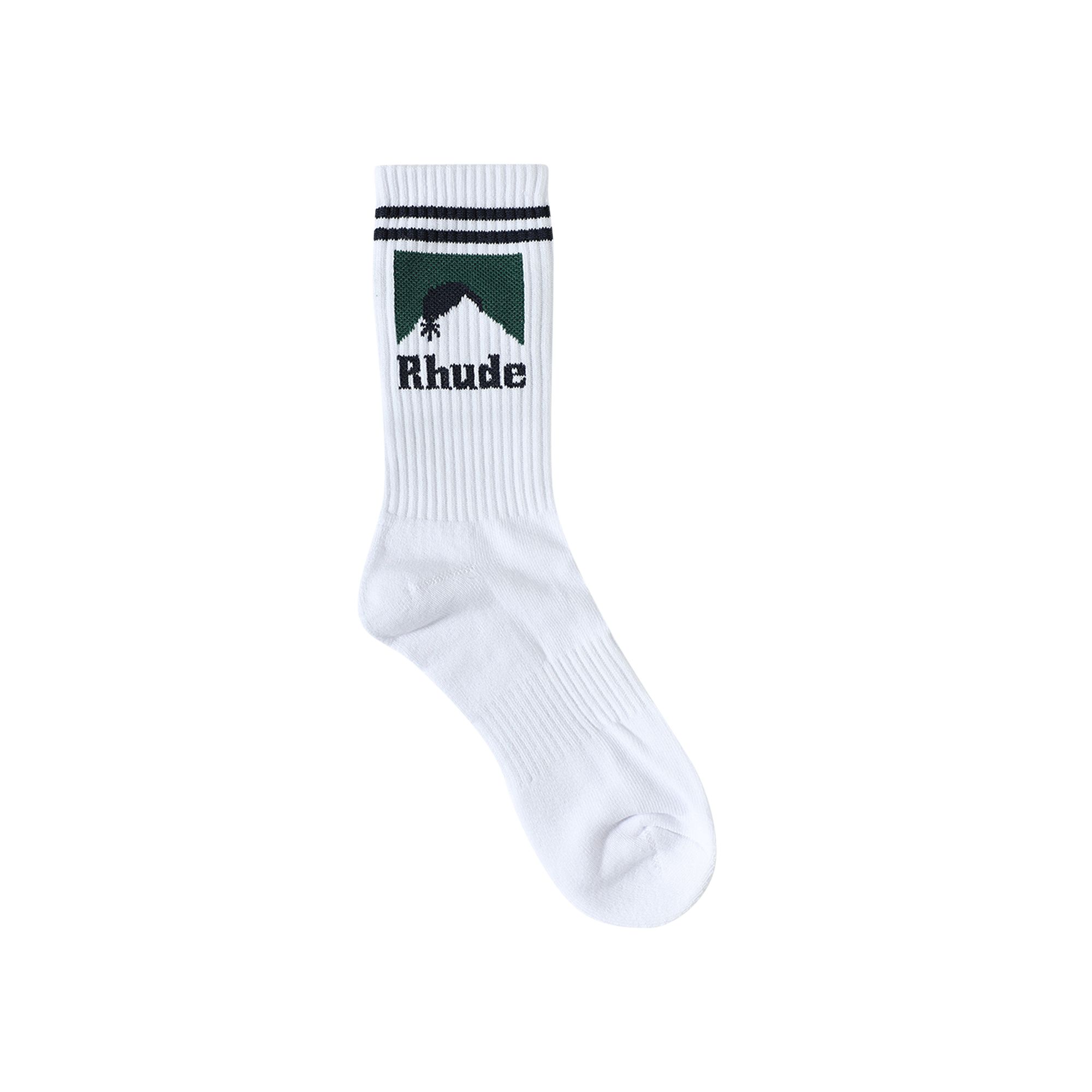 Pre-owned Rhude Striped Moonlight Sock 'white/navy/green' | Men's Size Onesize