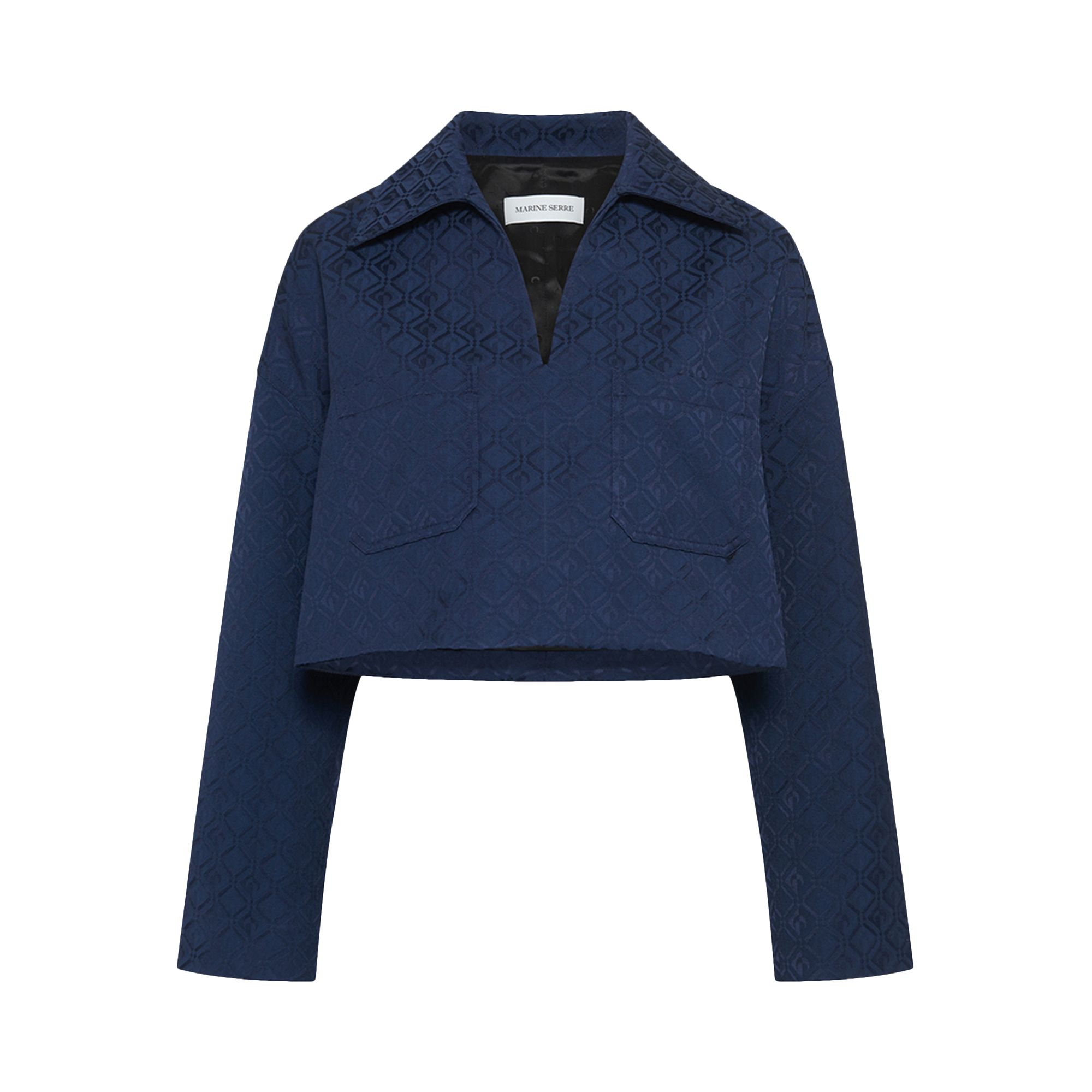 Pre-owned Marine Serre Moon Diamond Jacquard Top 'navy' | Blue | Women's Size 36