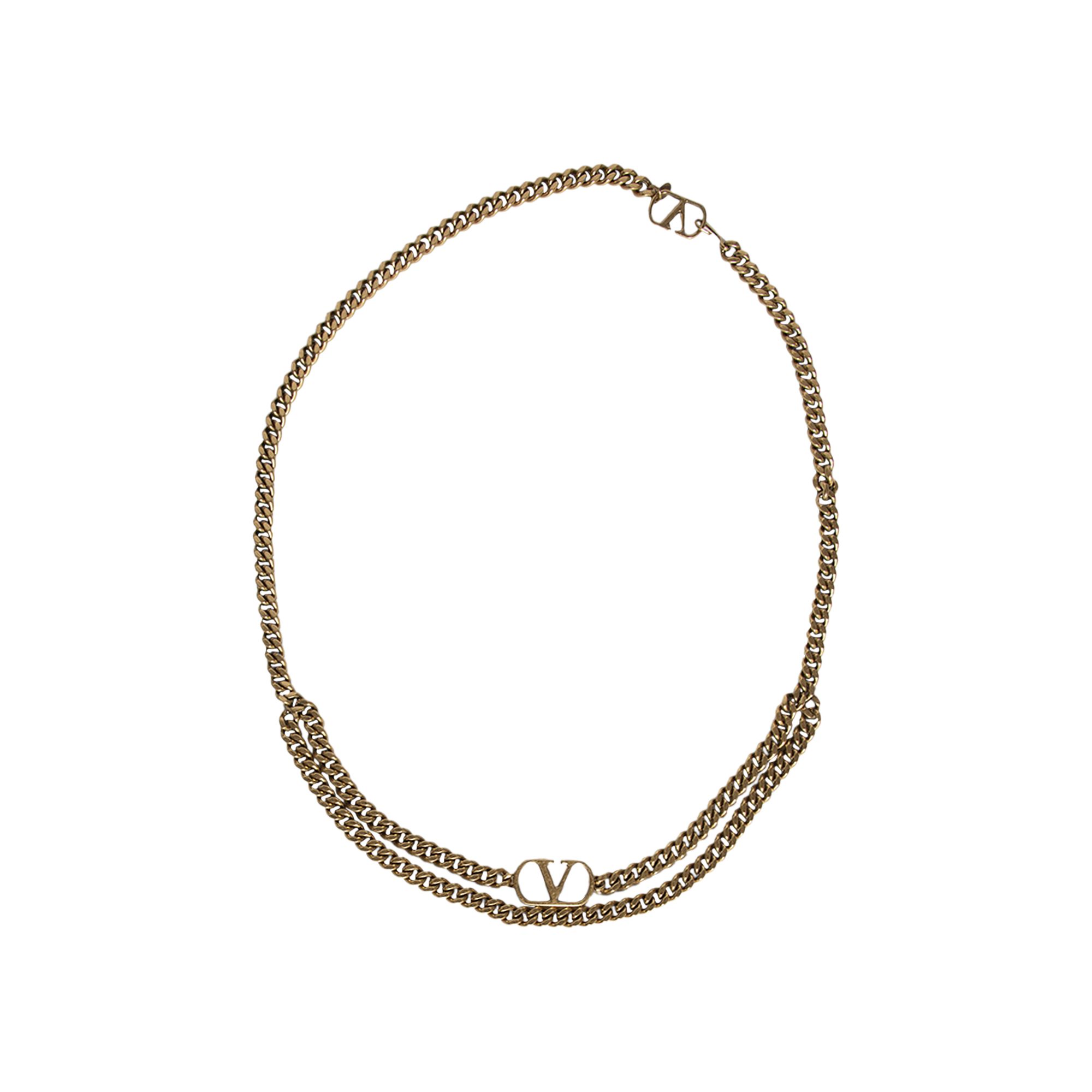 Pre-owned Valentino Garavani Valentino Signature Logo Chain Belt 'antique Gold' | Women's Size M