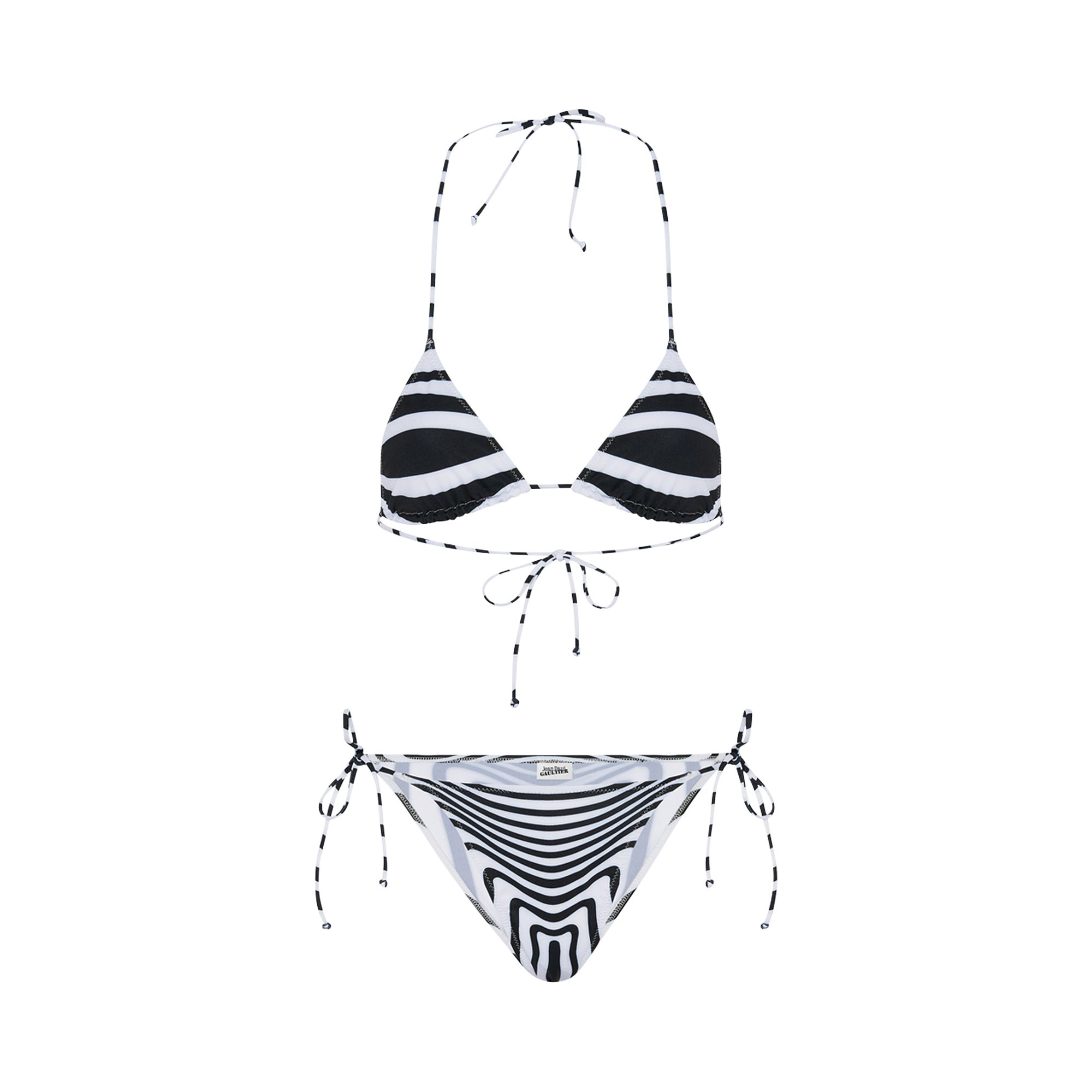Pre-owned Jean Paul Gaultier Mariniere Body Morphing Bikini Set 'white/black' | Women's Size L
