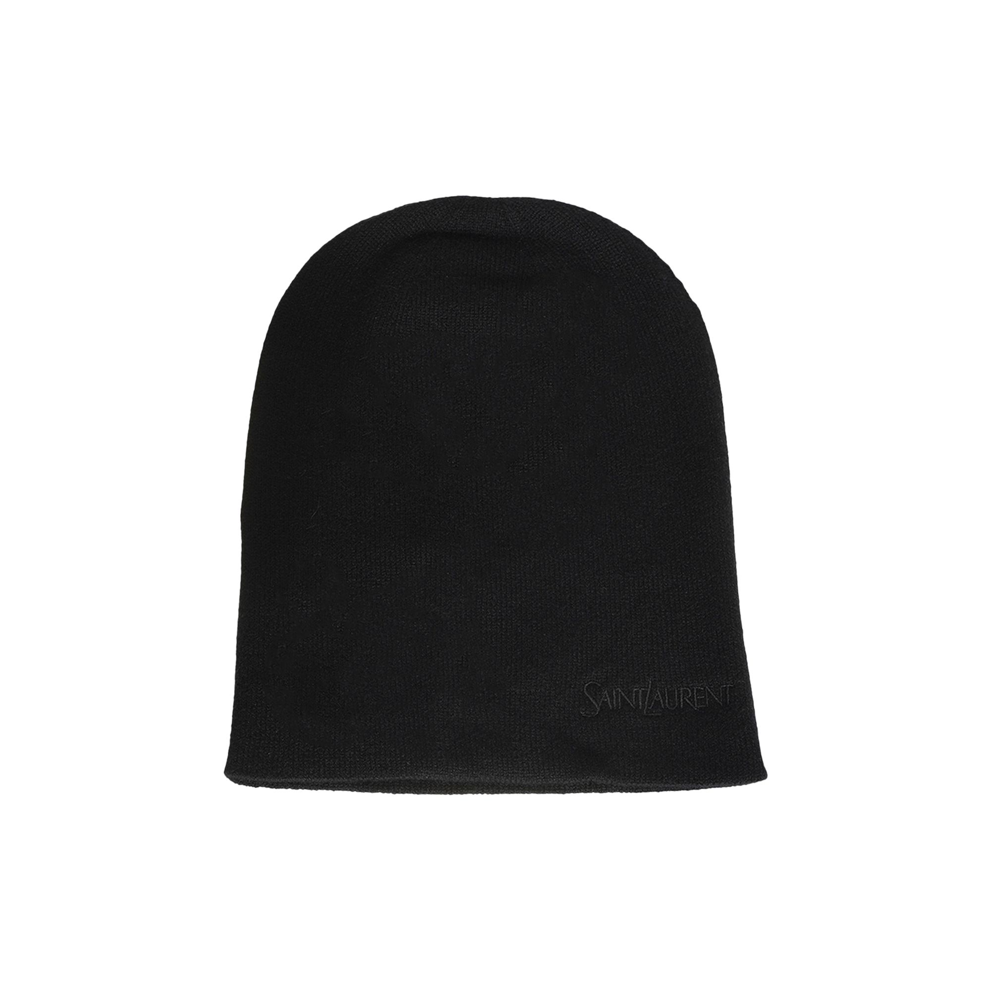 Pre-owned Saint Laurent Logo Embroidered Cashmere Beanie 'black' | Women's Size S