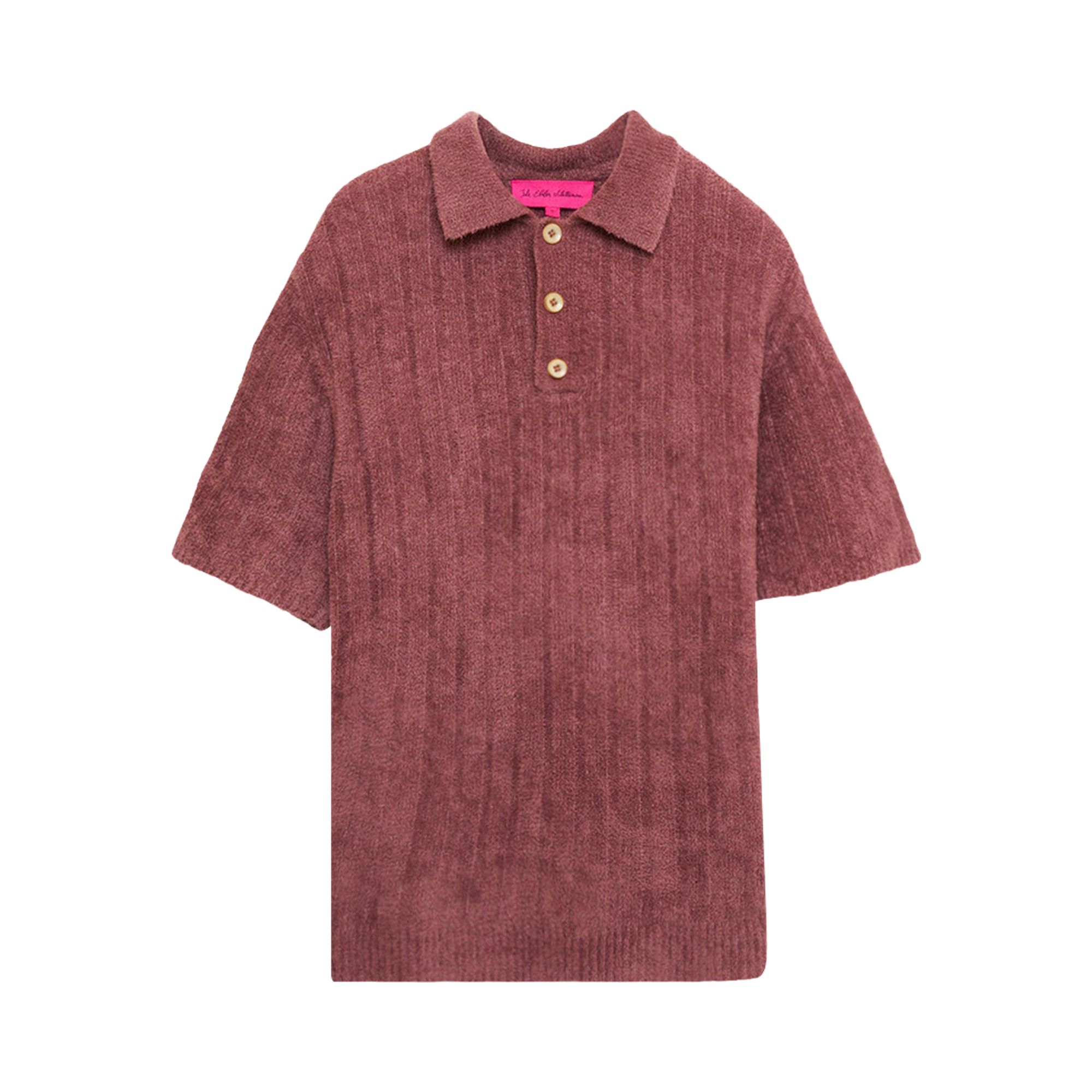 Pre-owned The Elder Statesman Chenille Rib Short-sleeve Polo 'napa' | Pink | Men's Size M