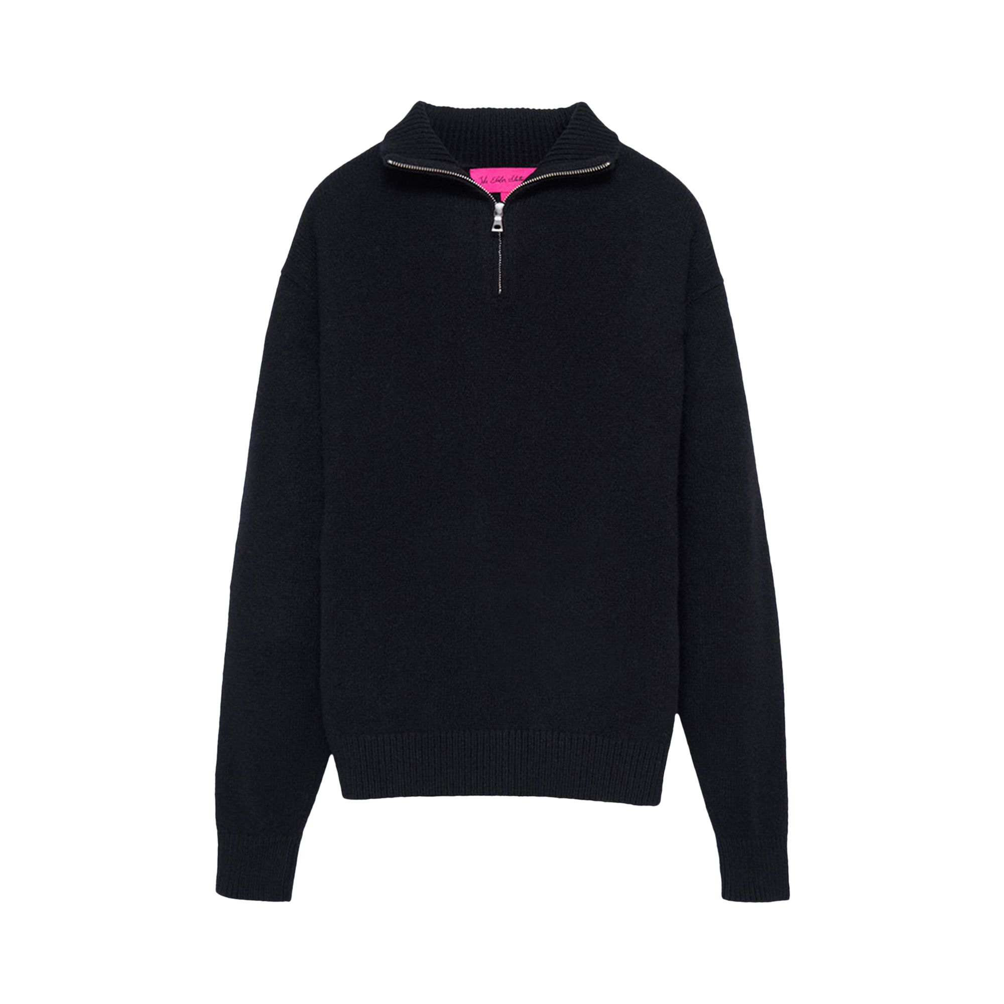 Pre-owned The Elder Statesman Relaxed Half Zip Sweater 'black' | Men's Size M