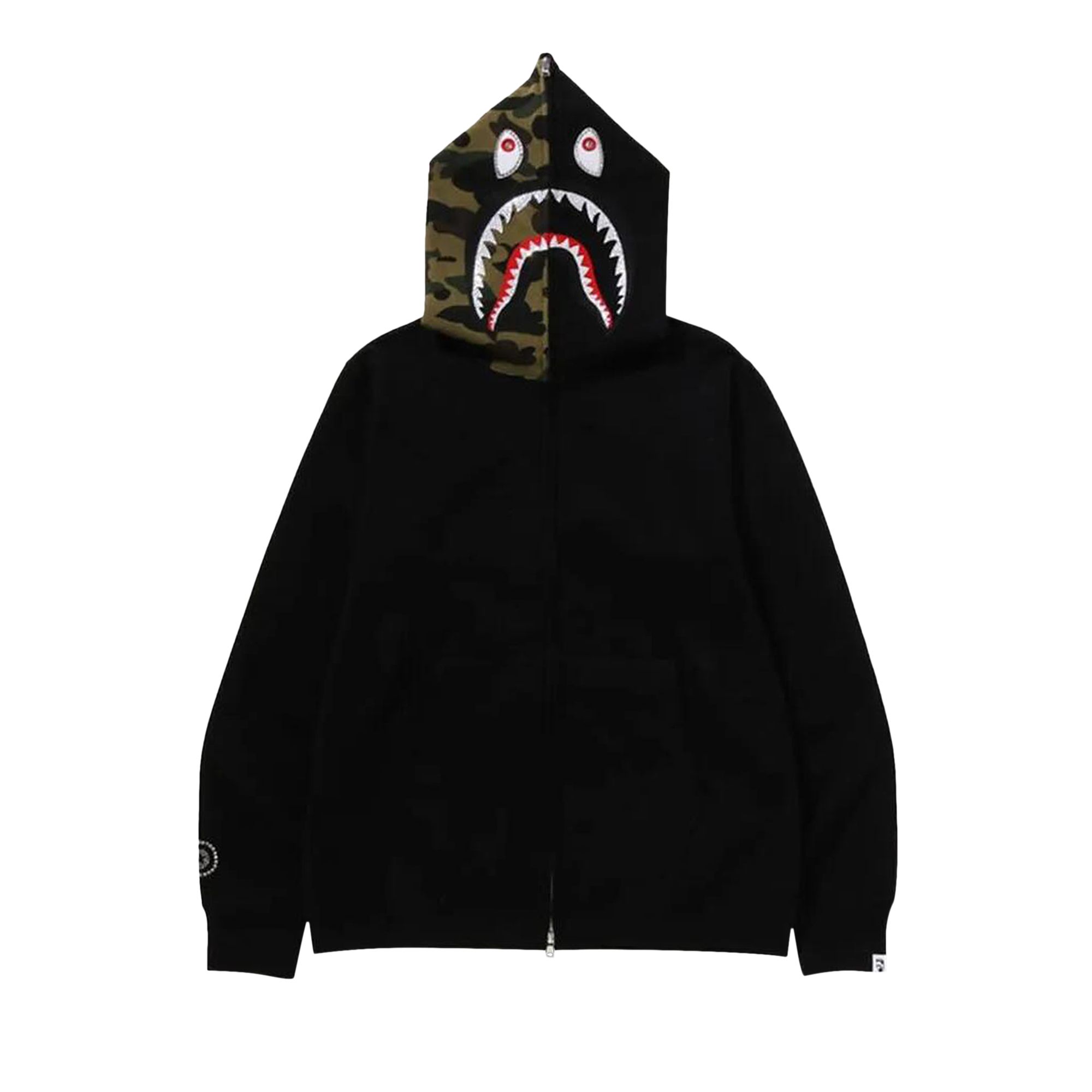 Pre-owned Bape 1st Camo Swarovski Shark Full Zip Hoodie 'black'