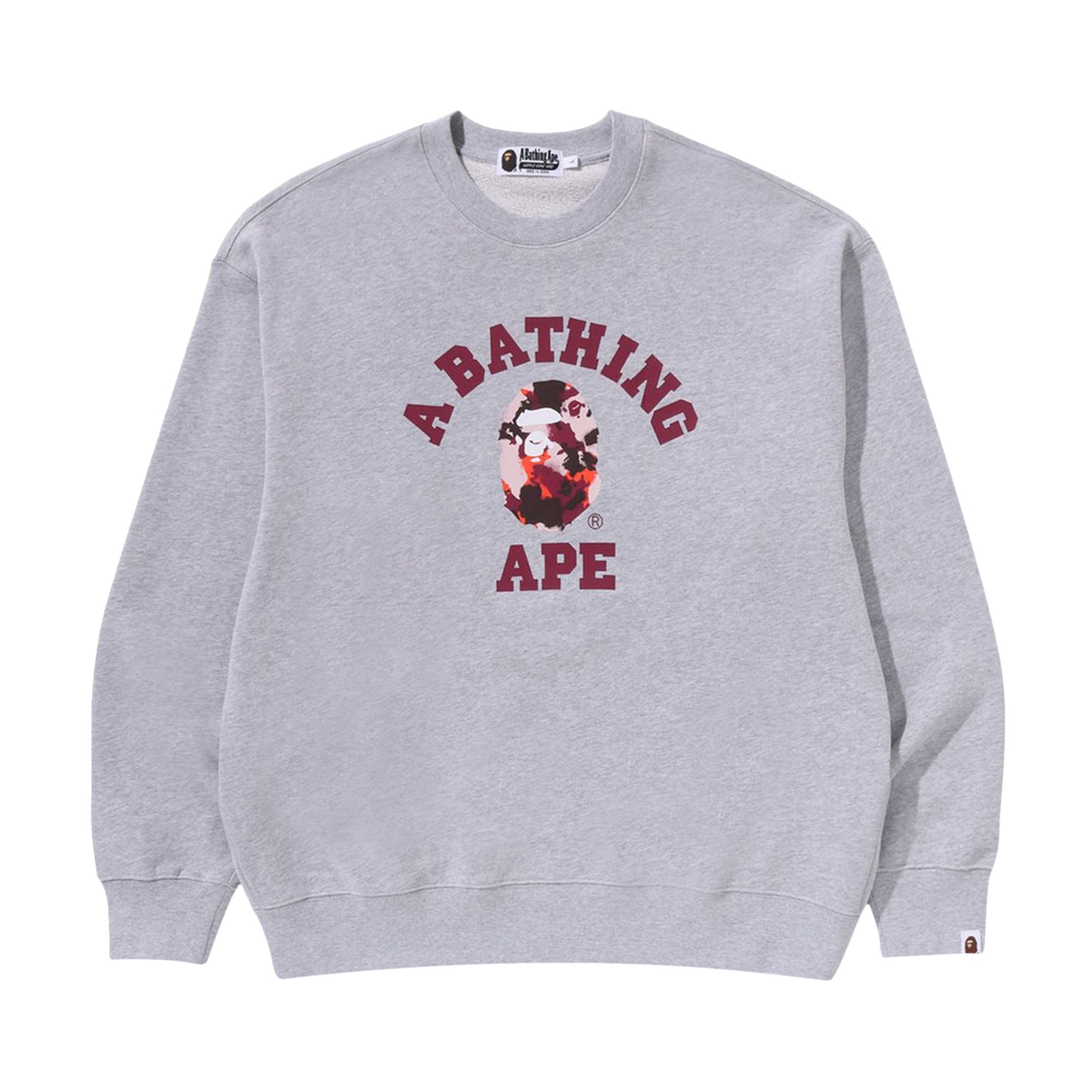 Pre-owned Bape Map Camo College Relax Fit Crewneck Sweatshirt 'grey' | Men's Size S