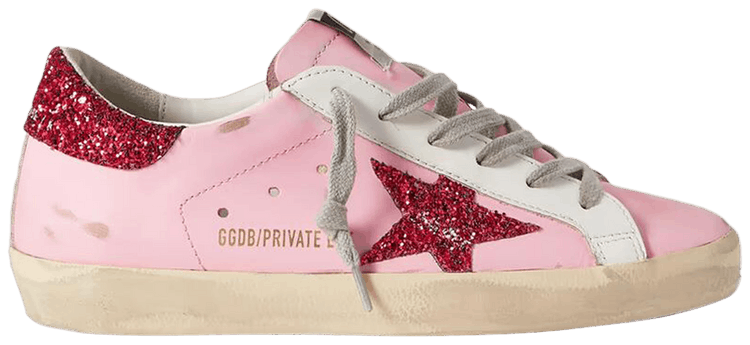 Golden Goose Wmns Superstar Glittered Distressed Leather   Orchid Pink