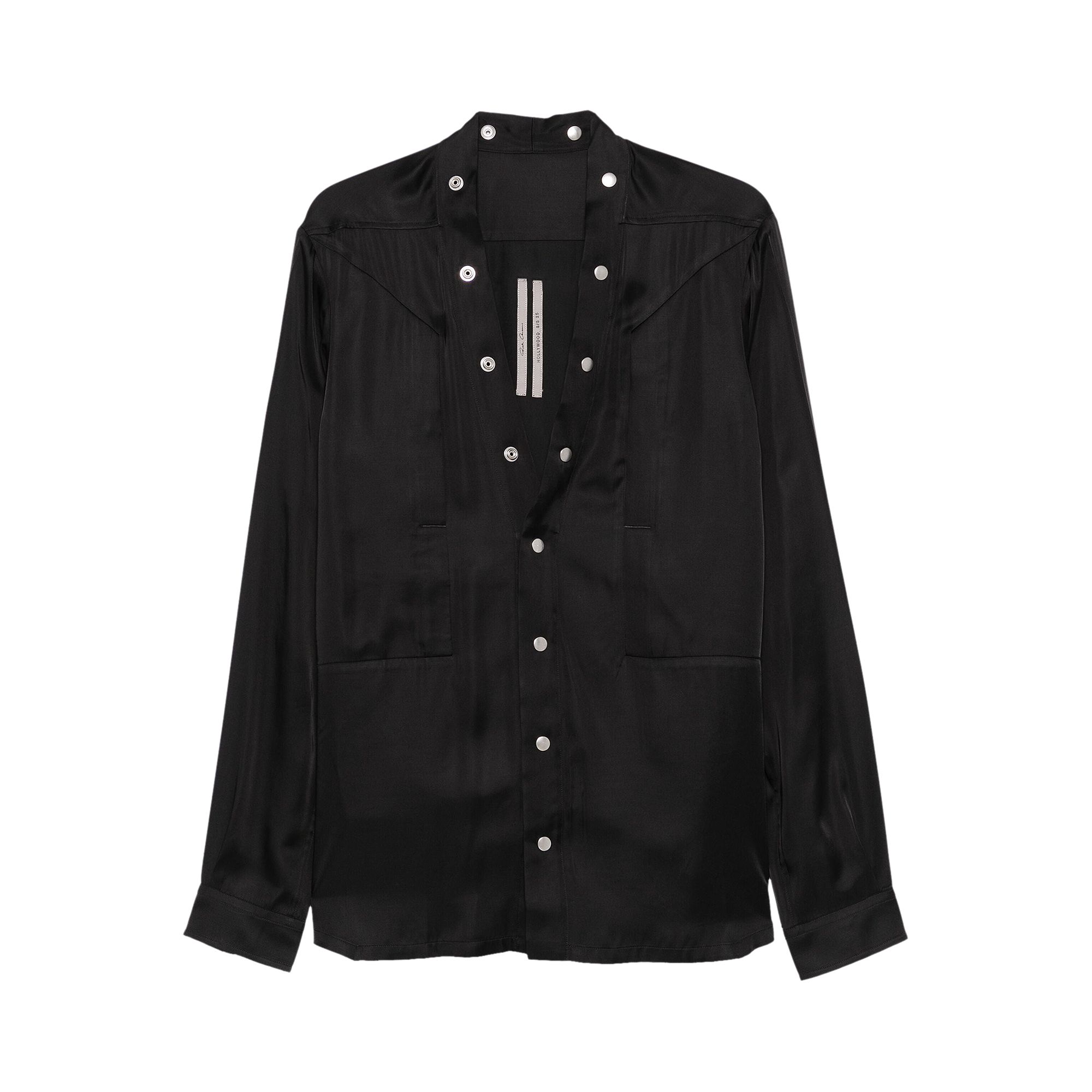 Pre-owned Rick Owens Cupro Larry Fogpocket Shirt 'black' | Men's Size 50