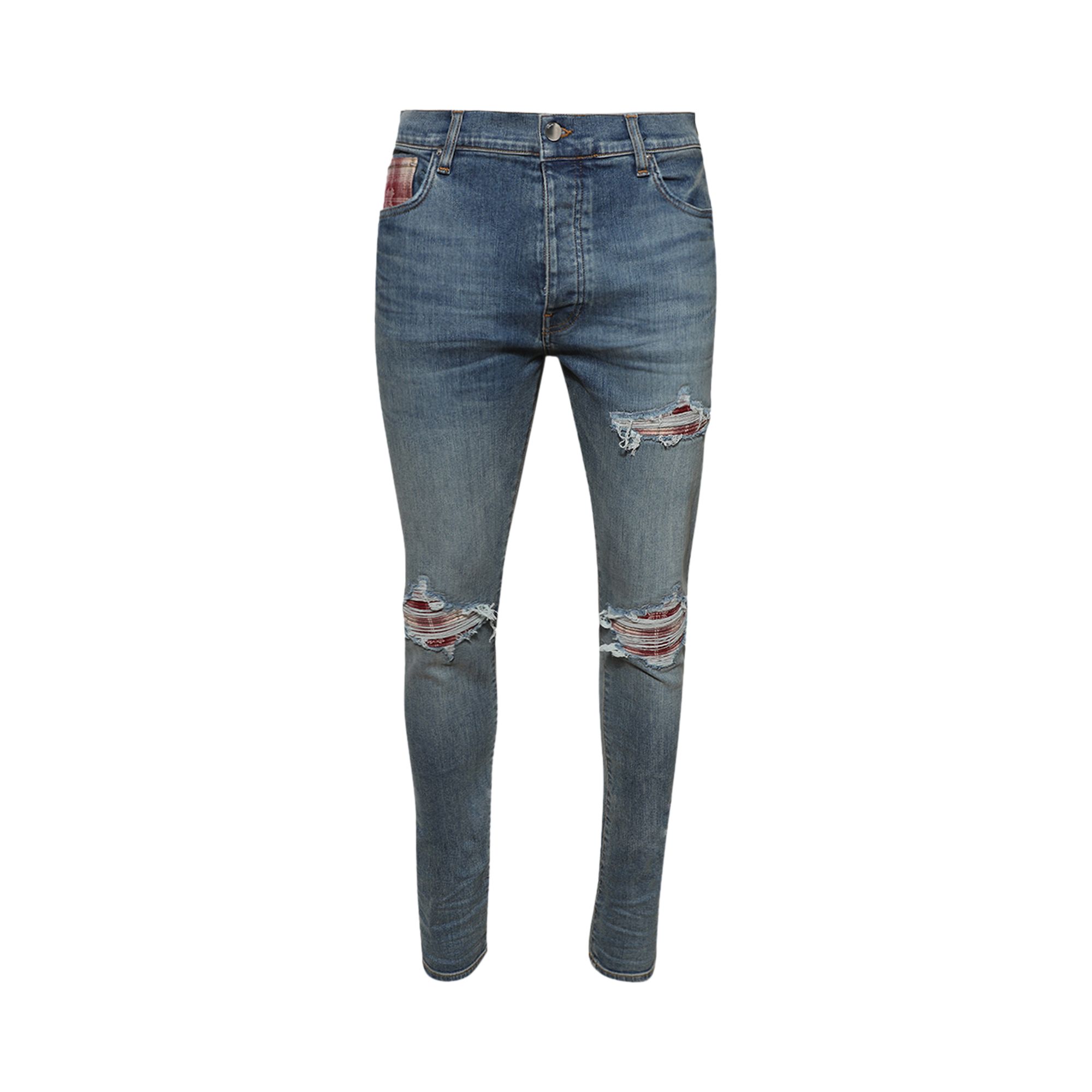 Pre-owned Amiri Ma Quad Plaid Mx1 Jean 'true Indigo' | Blue | Men's Size 38