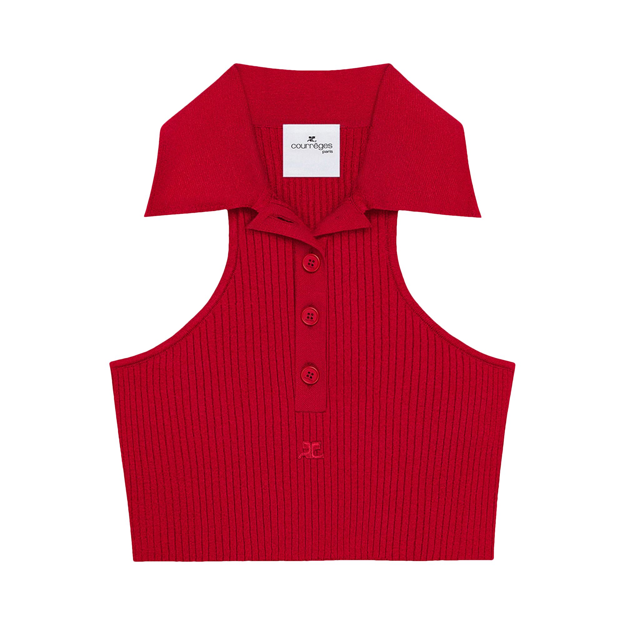 Pre-owned Courrèges Scuba Rib Knit Top 'ruby' | Red | Women's Size S