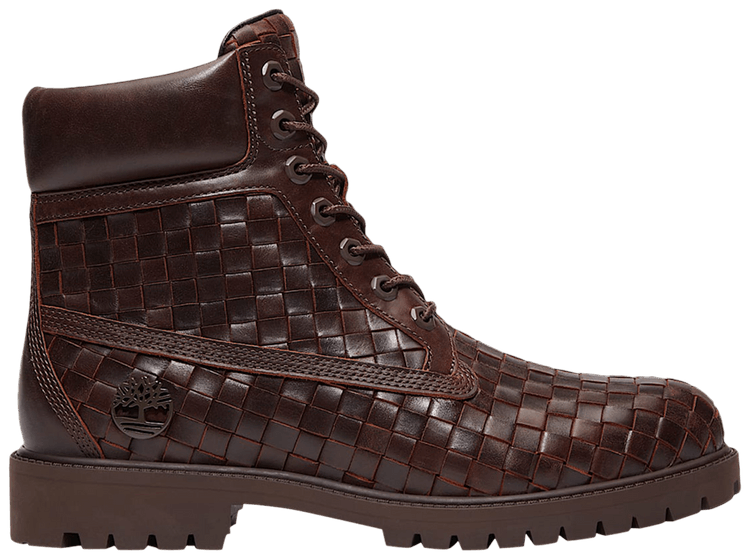 6 Inch Premium Boot Woven Leather   Dark Brown