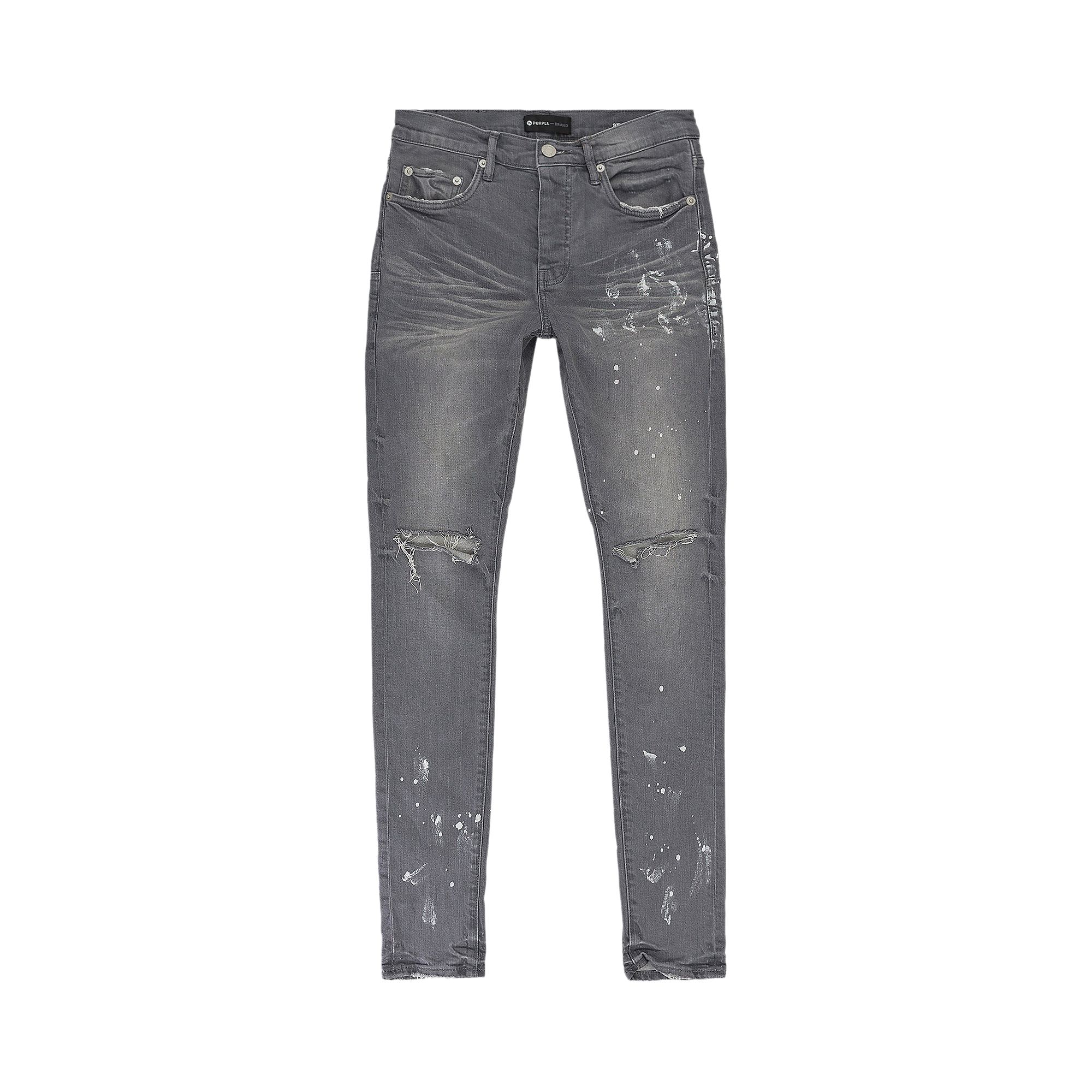 Pre-owned Purple Brand Worn Knee Slit Skinny Jeans 'grey' | Men's Size 34