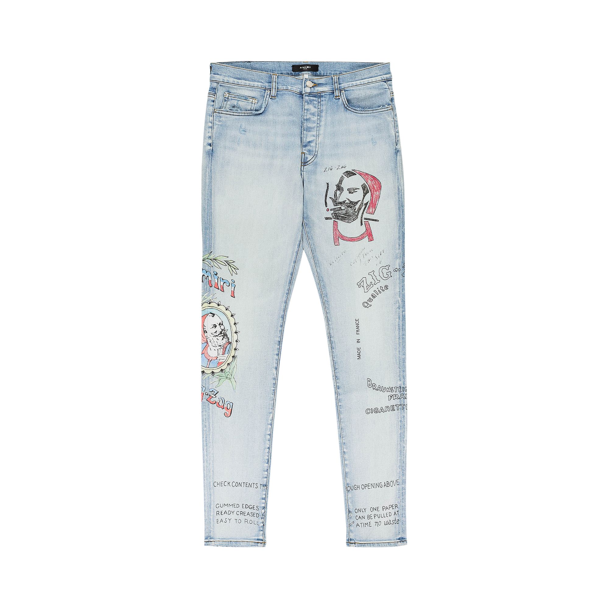 Pre-owned Amiri Zig Zag Skinny Jeans 'light Indigo' | Blue | Men's Size 36