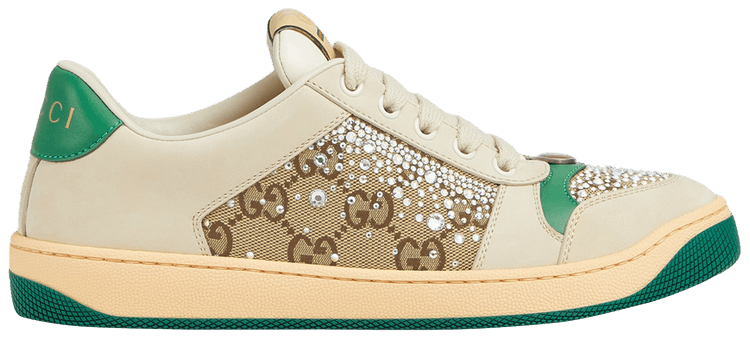 Gucci Wmns Screener GG Monogram Crystal   Ivory Green