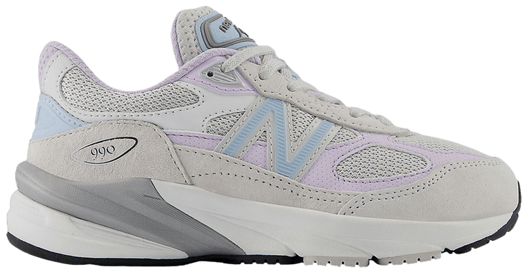 New Balance 990v6 Little Kid Grey Matter Bright Lavender